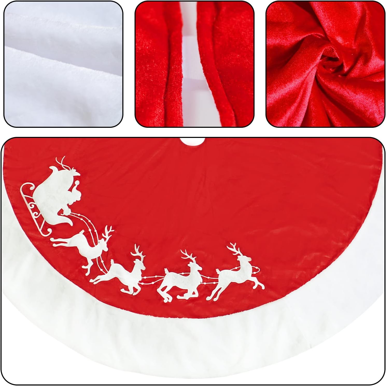 72 Inch Christmas Tree Skirt Xmas Tree Skirts for Christmas Tree Holiday Party Decorations Decoraciones De Navidad-Wine Red