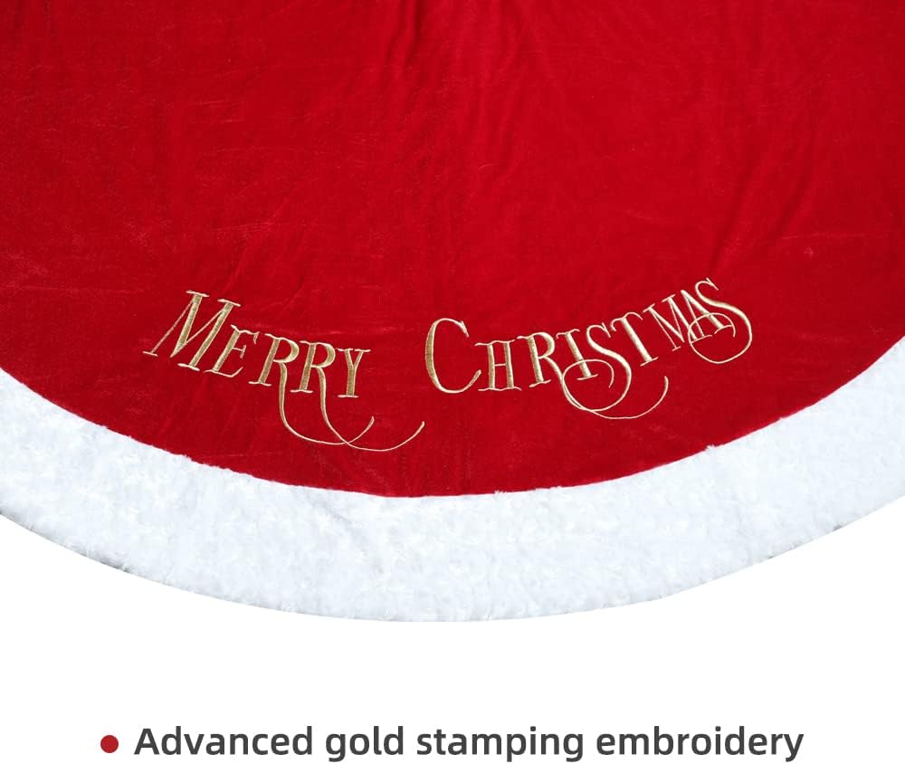 72 Inch Christmas Tree Skirt Xmas Tree Skirts for Christmas Tree Holiday Party Decorations Decoraciones De Navidad-Wine Red