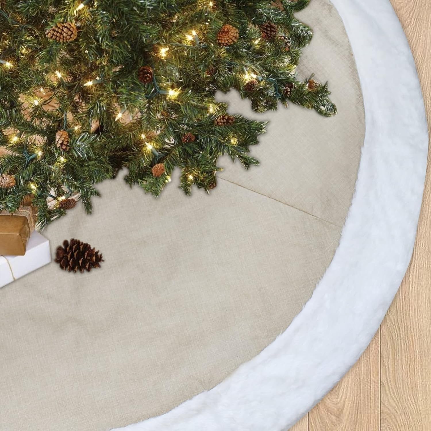 72 Inch Christmas Tree Skirt Xmas Tree Skirts for Christmas Tree Holiday Party Decorations Decoraciones De Navidad-Wine Red