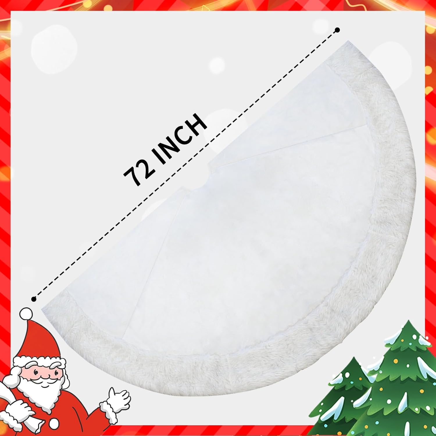 72 Inch Christmas Tree Skirt Xmas Tree Skirts for Christmas Tree Holiday Party Decorations Decoraciones De Navidad-Wine Red