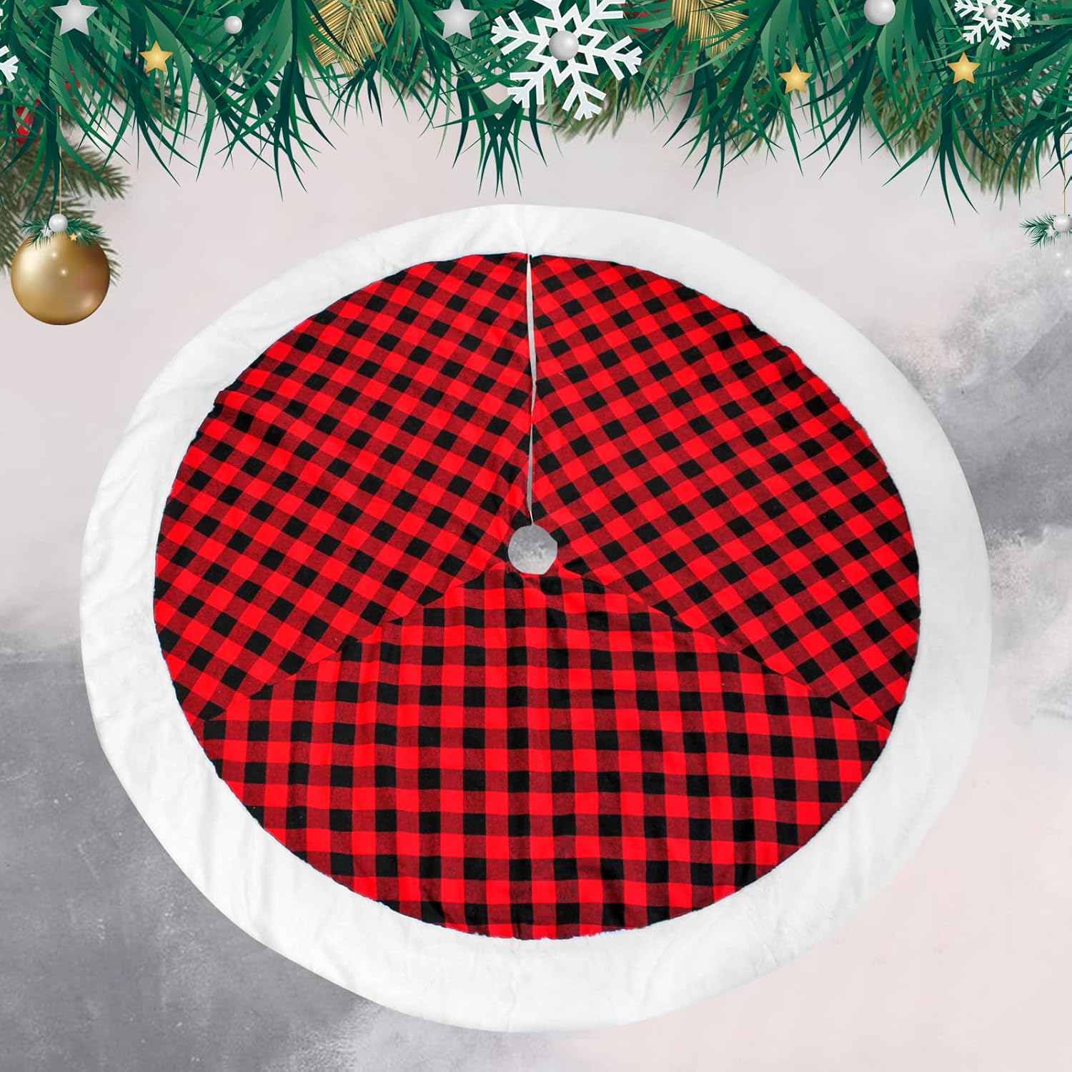 72 Inch Christmas Tree Skirt Xmas Tree Skirts for Christmas Tree Holiday Party Decorations Decoraciones De Navidad-Wine Red