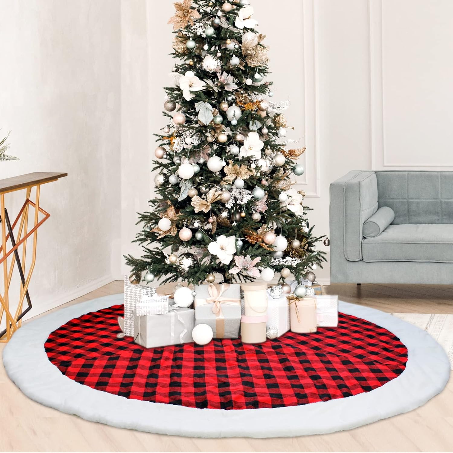 72 Inch Christmas Tree Skirt Xmas Tree Skirts for Christmas Tree Holiday Party Decorations Decoraciones De Navidad-Wine Red