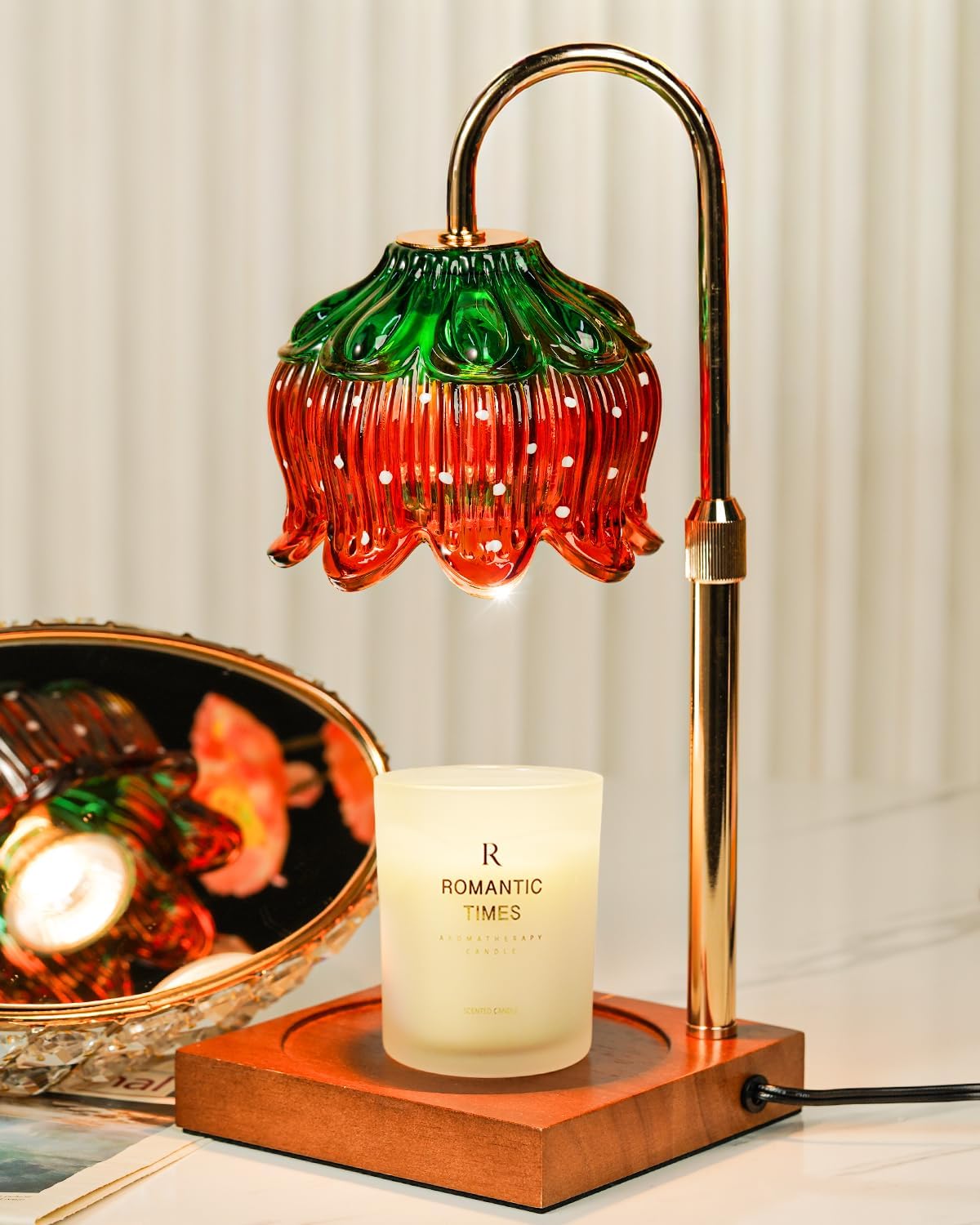 Flower Candle Warmer Lamp with Timer & Dimmer, Adjustable Height Candle Warmer, Gifts for Women Mom Birthday Christmas, House Warming New Home Bedroom Decor, Wax Warmer with 2 Bulbs for Jar Candles