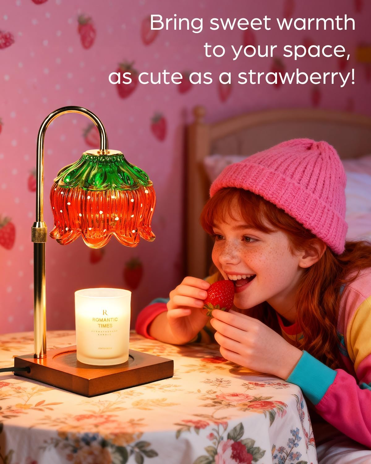 Flower Candle Warmer Lamp with Timer & Dimmer, Adjustable Height Candle Warmer, Gifts for Women Mom Birthday Christmas, House Warming New Home Bedroom Decor, Wax Warmer with 2 Bulbs for Jar Candles