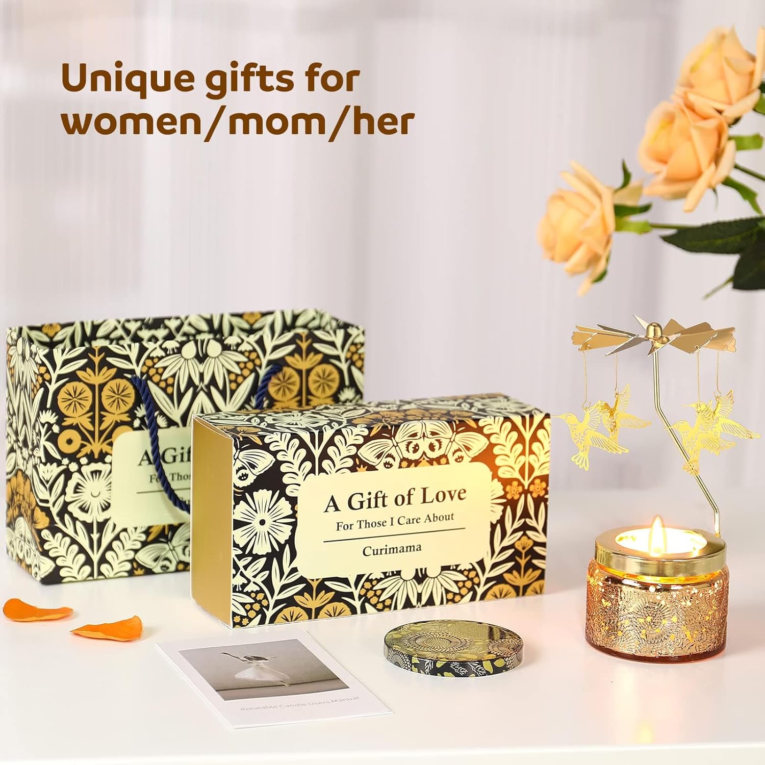 Christmas Gifts for Women, Unique Birthday Gift for Women,Hummingbird Rotating Scented Candles for Mom, Funny Birthday Gift for Grandma Wife Daughter, Christmas Gifts for Woman Who Have Everything