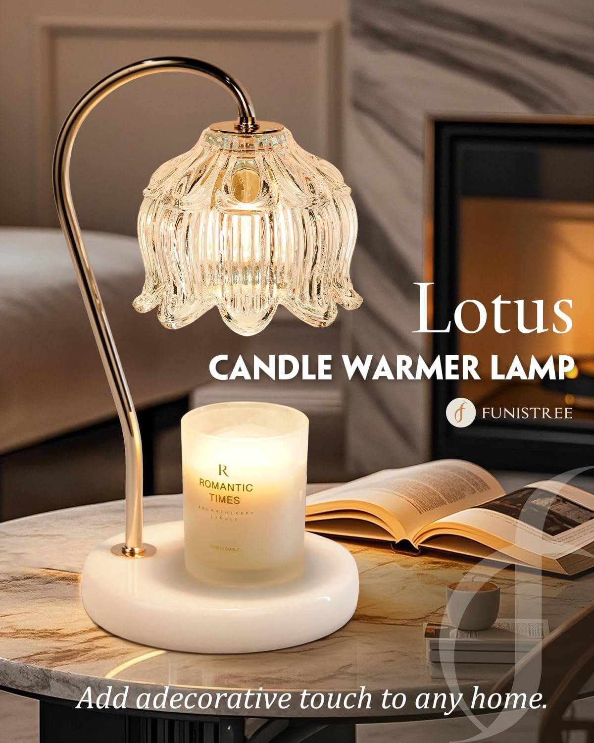 Flower Candle Warmer Lamp with Timer & Dimmer, Adjustable Height Candle Warmer, Gifts for Women Mom Birthday Christmas, House Warming New Home Bedroom Decor, Wax Warmer with 2 Bulbs for Jar Candles