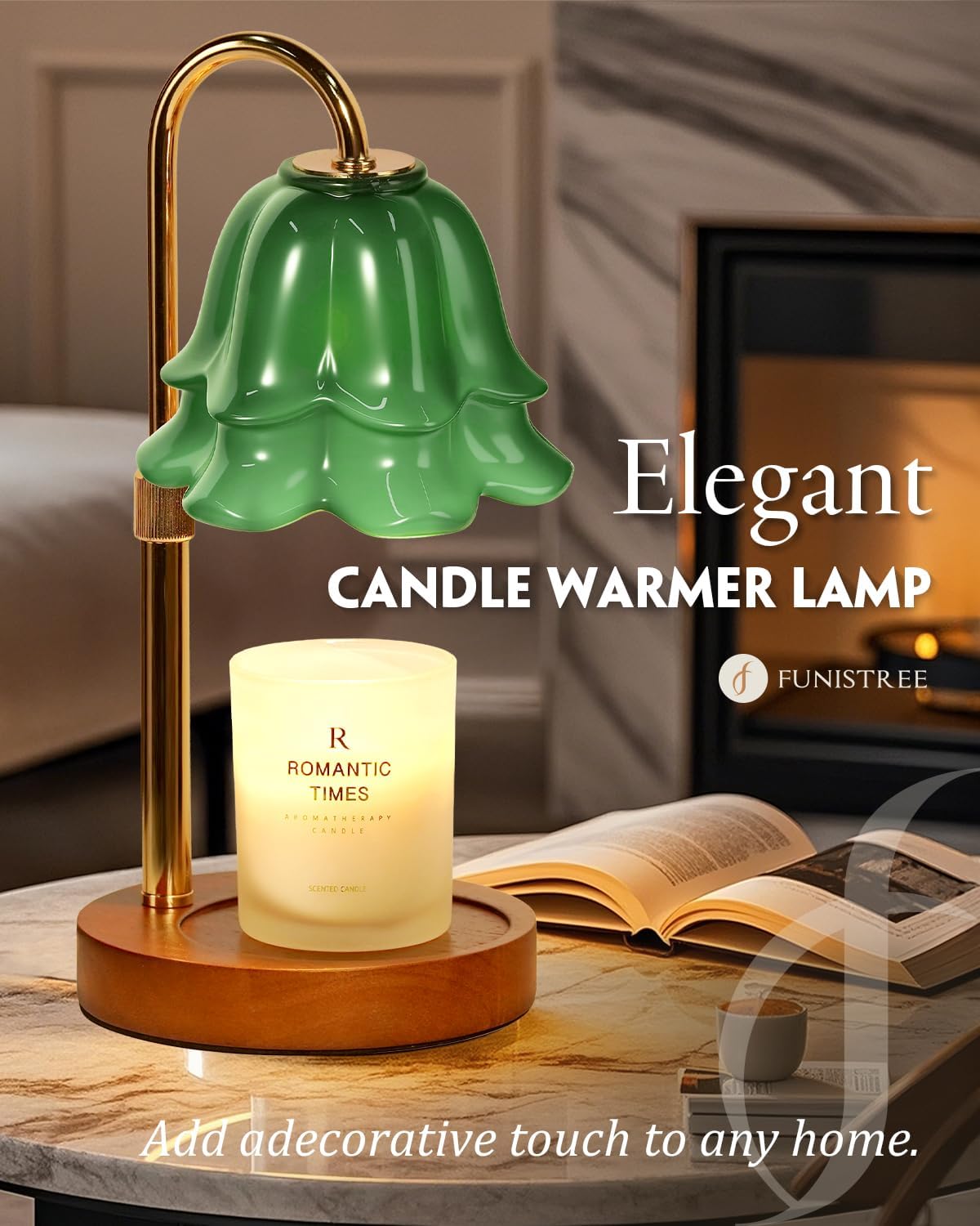 Flower Candle Warmer Lamp with Timer & Dimmer, Adjustable Height Candle Warmer, Gifts for Women Mom Birthday Christmas, House Warming New Home Bedroom Decor, Wax Warmer with 2 Bulbs for Jar Candles