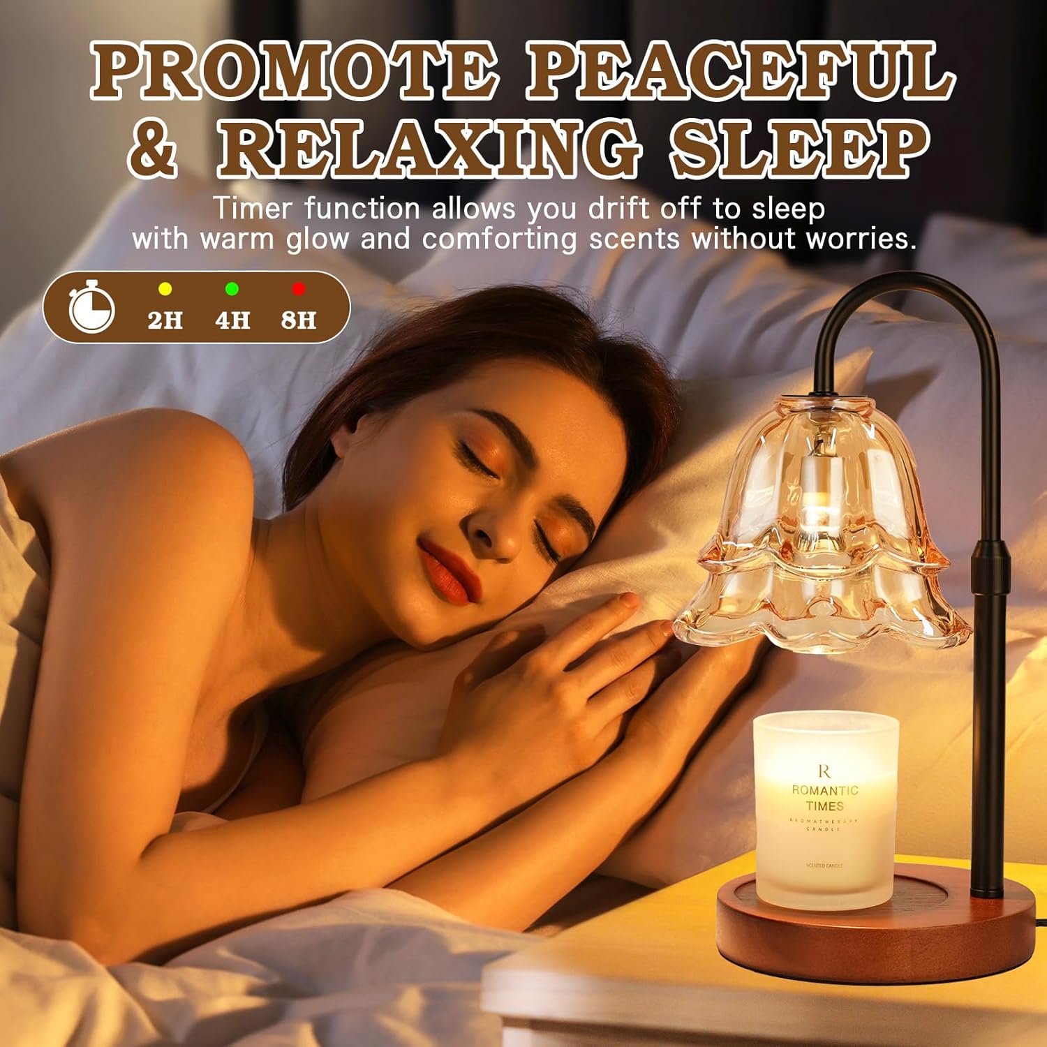 Flower Candle Warmer Lamp with Timer & Dimmer, Adjustable Height Candle Warmer, Gifts for Women Mom Birthday Christmas, House Warming New Home Bedroom Decor, Wax Warmer with 2 Bulbs for Jar Candles