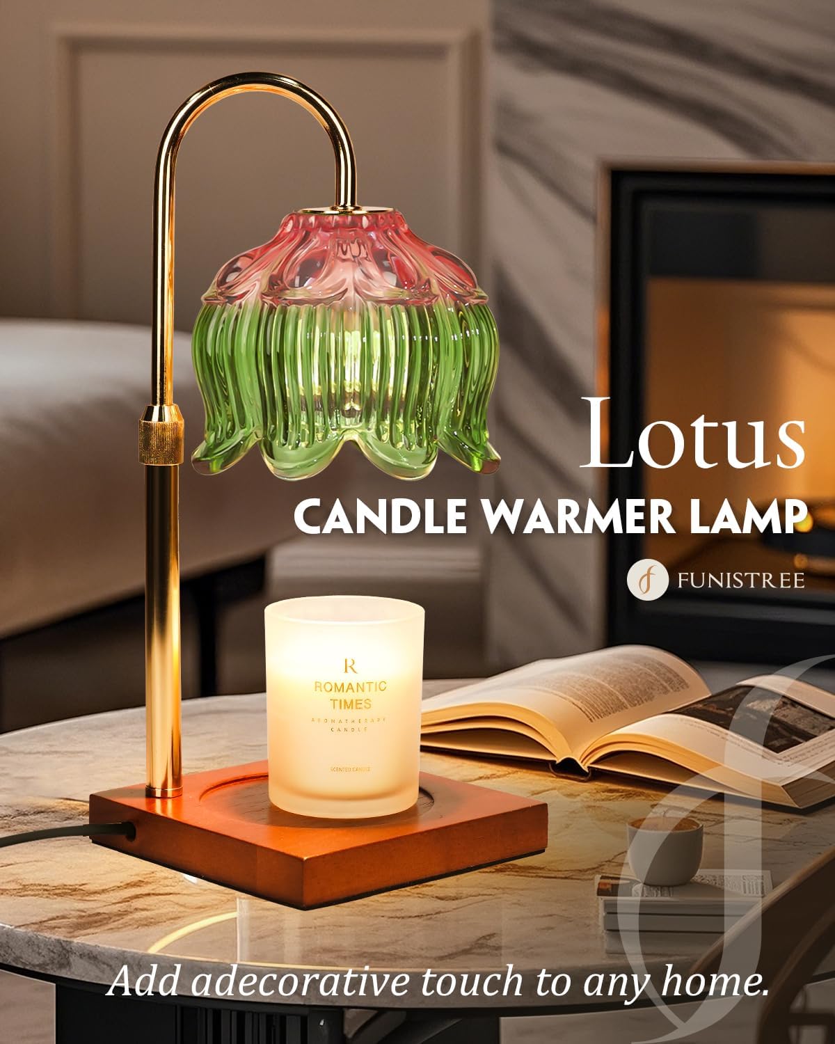 Flower Candle Warmer Lamp with Timer & Dimmer, Adjustable Height Candle Warmer, Gifts for Women Mom Birthday Christmas, House Warming New Home Bedroom Decor, Wax Warmer with 2 Bulbs for Jar Candles