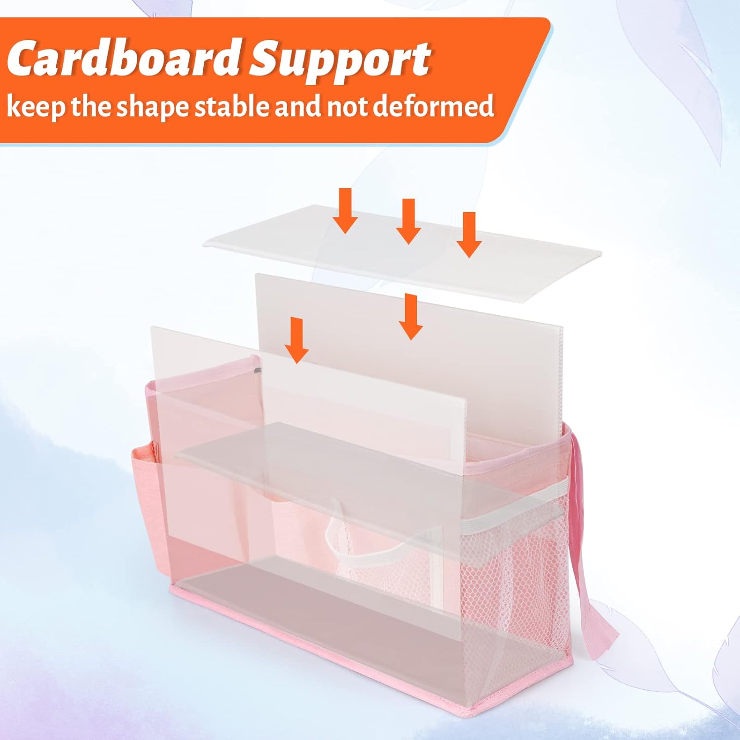 Loghot Bedside Caddy/Bedside Storage Bag Hanging Organizer for Bunk and Hospital Beds,Dorm Rooms Bed Rails,Can be Placed Glasses,Books,Mobile Phones,Keys (Light Pink)