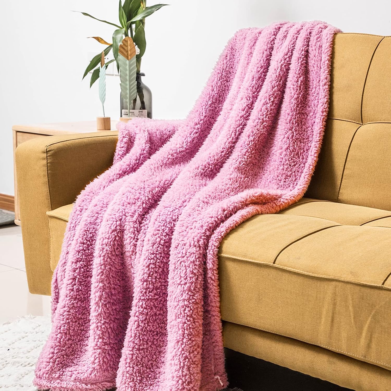 NEWCOSPLAY Super Soft Throw Blanket Deep Purple Rainbow Premium Silky Flannel Fleece Leaves Pattern Lightweight Bed Blanket All Season Use (Deep Purple Rainbow, Throw(50x60))