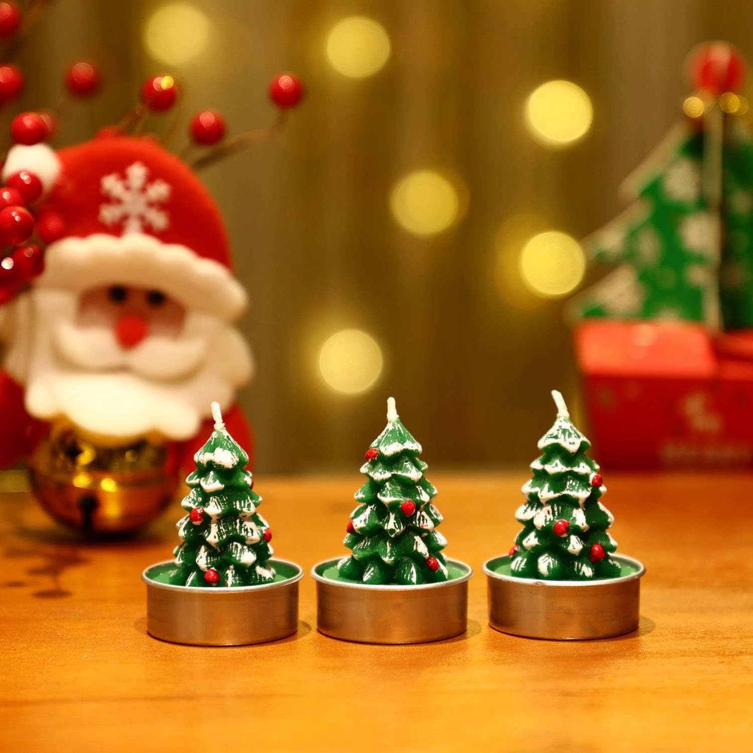 Christmas Tree Candles Gift Set, 6 Delicate Xmas Tree Tealights Candles, Home Decoration, Christmas Dinner, Party, Gift Packaged