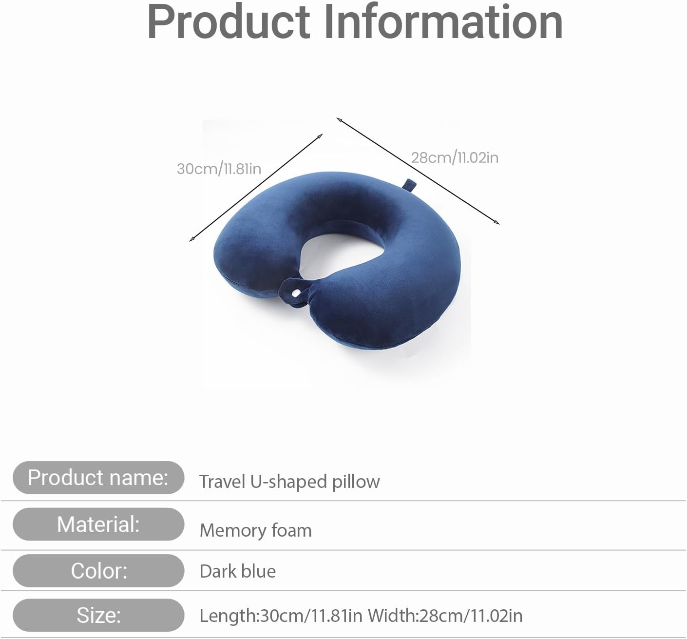 Guoxintech Travel Pillow Pure Memory Foam U Shaped Neck Pillow,Super Lightweight Portable Headrest Great for Airplane Chair, Train or Car Journeys Travel Pillow(Dark Blue)