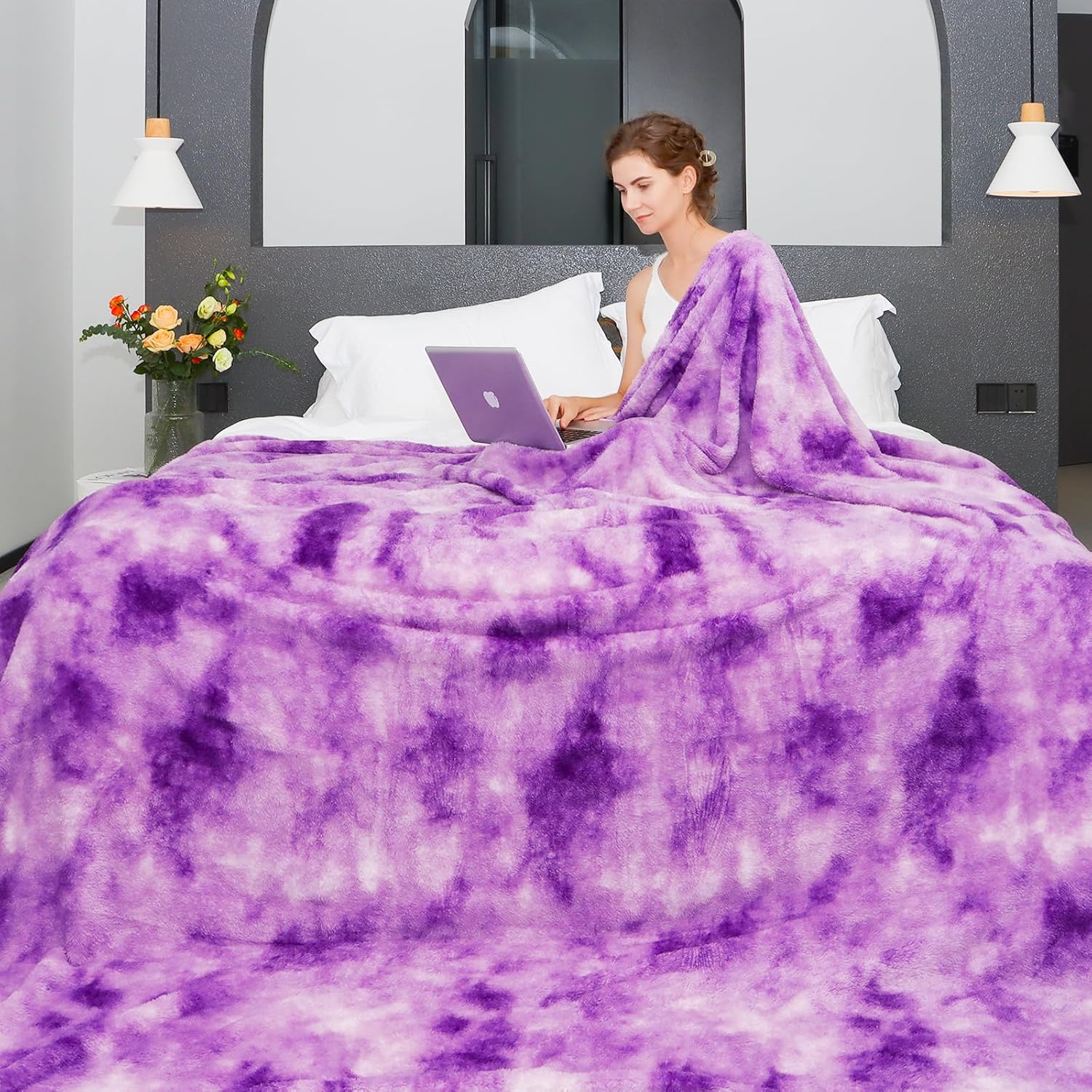 MUGD Blankets Fuzzy Soft Fleece Throw Blanket Cozy Soft Warm Throw Blanket for Bed