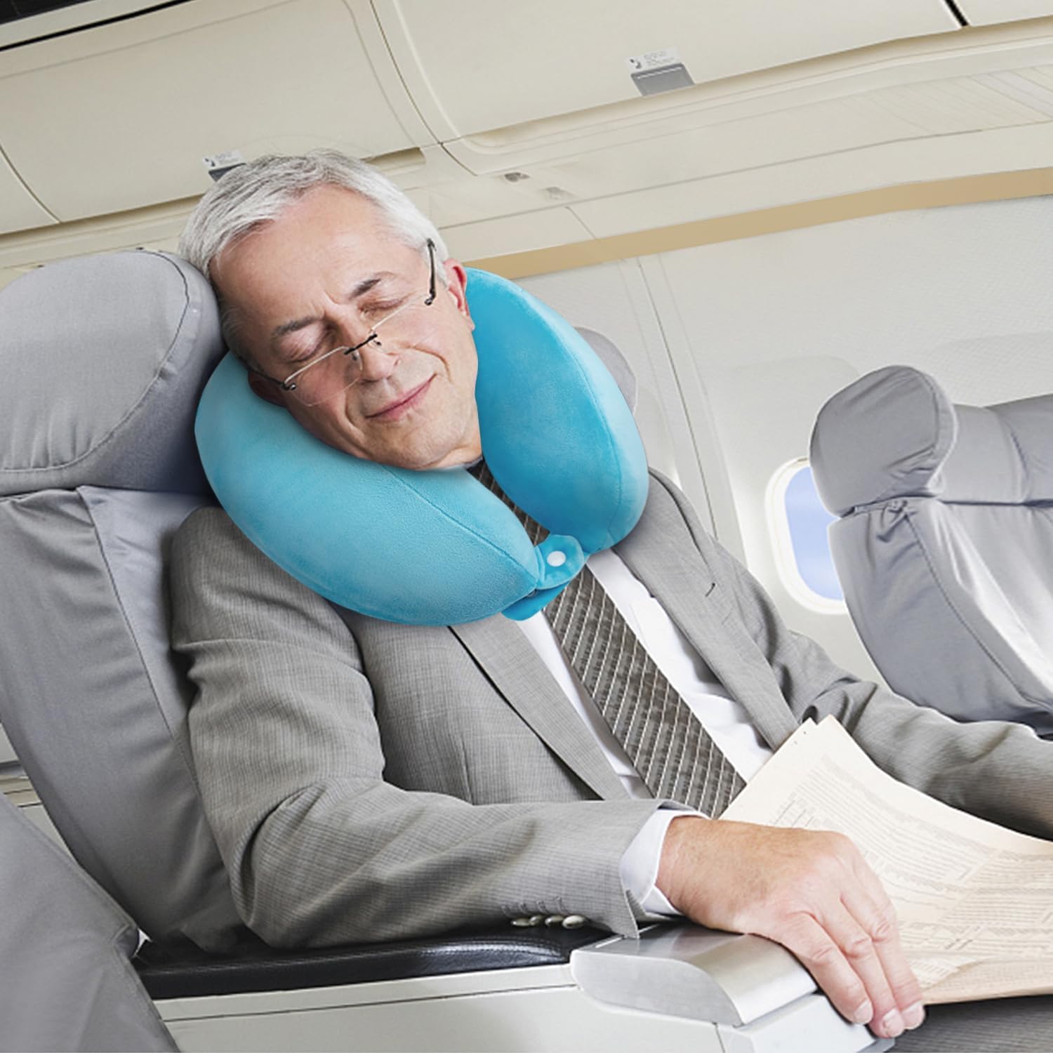 Travel Neck Pillows Adjustable U-Shaped Memory Foam Airplane Pillows Support Headrest and Neck Removable Breathable Neck Pillow for Car Office Home Camping Use Purple Color