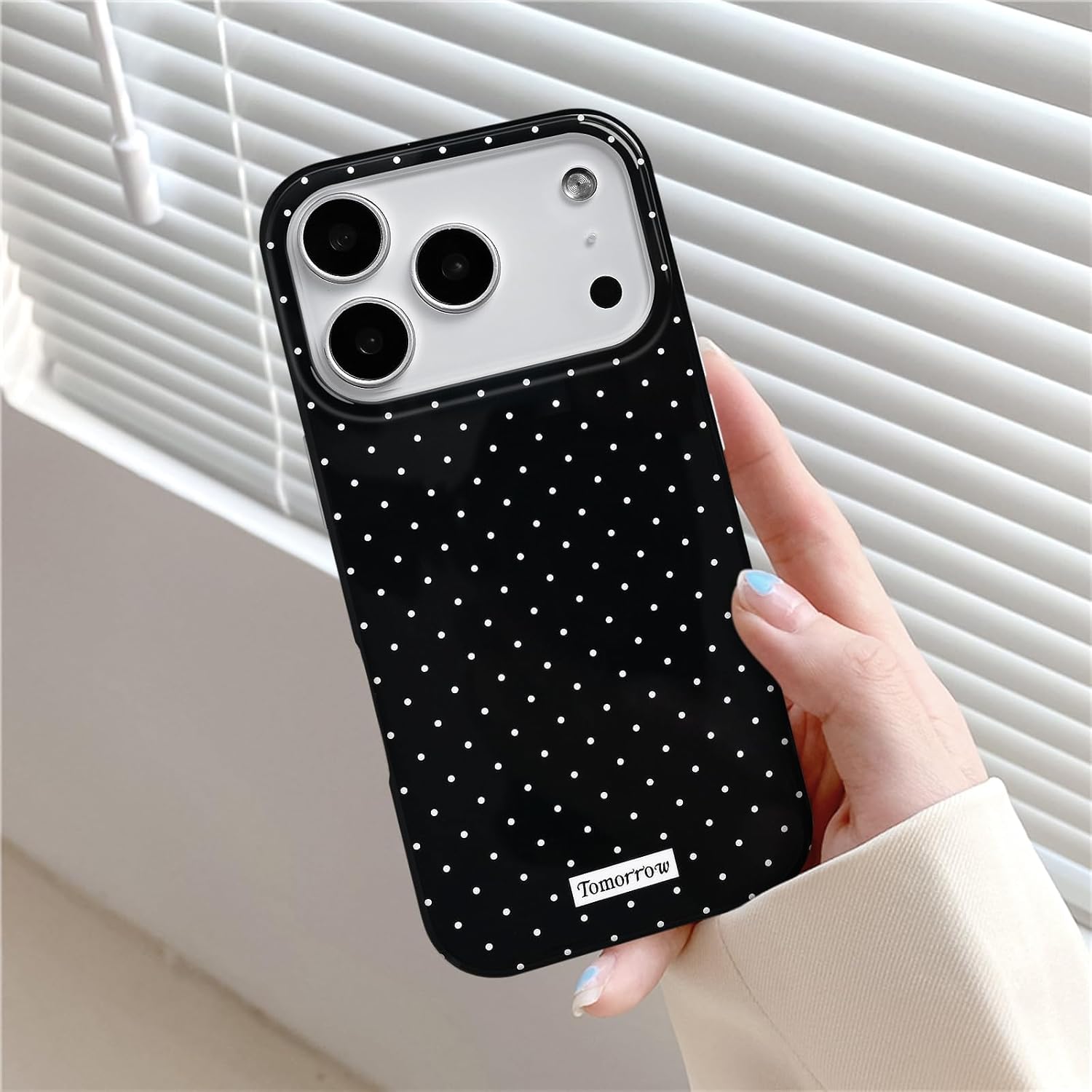Sloveic for iPhone 16 Case with Cute Fashion Polka Dot Aesthetics Design Simple Case for Soft TPU Slim Protection Cover for Women Girls-White