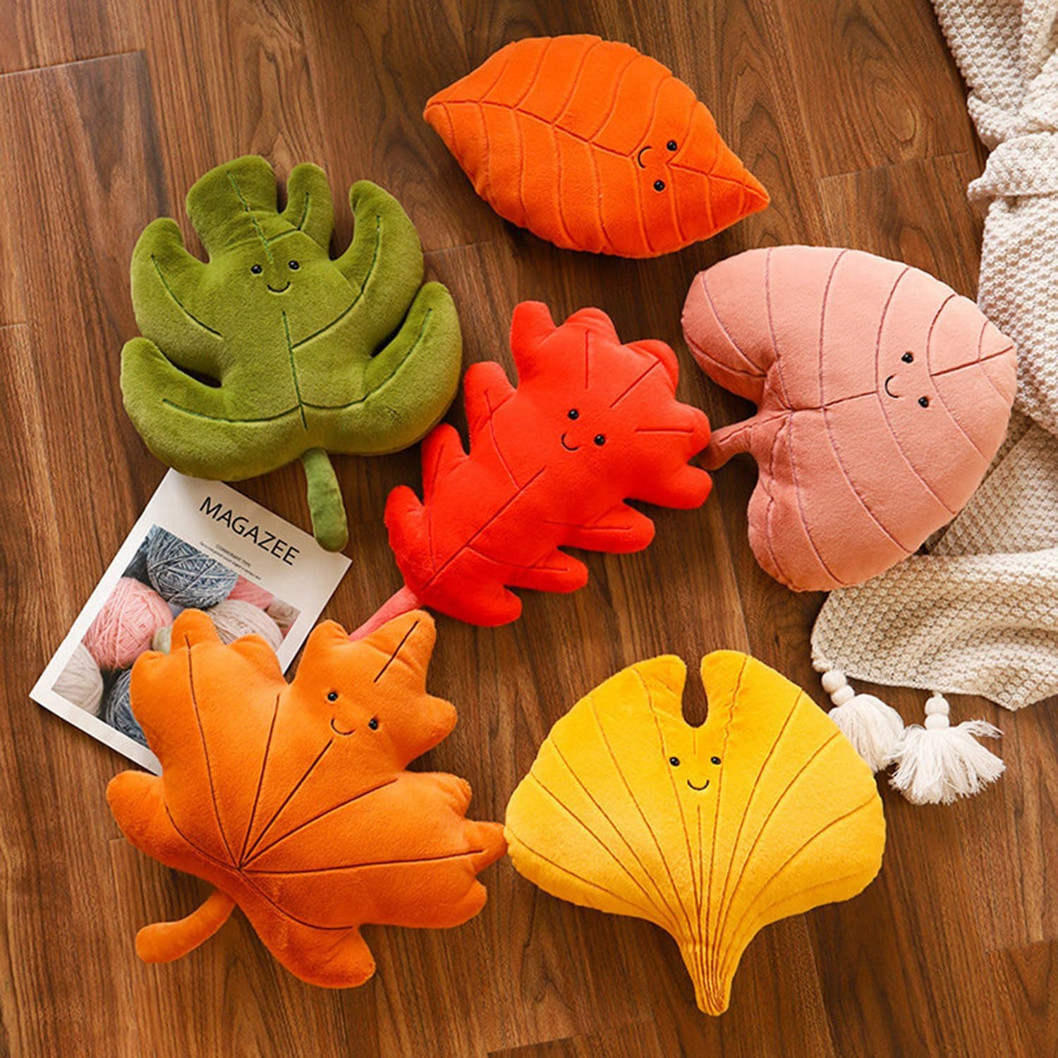 TONGSONG Soft Plush Maple Leaf Pillow Stuffed Animal Toy Plushies Home Decor for Lover on Birthday and Holiday