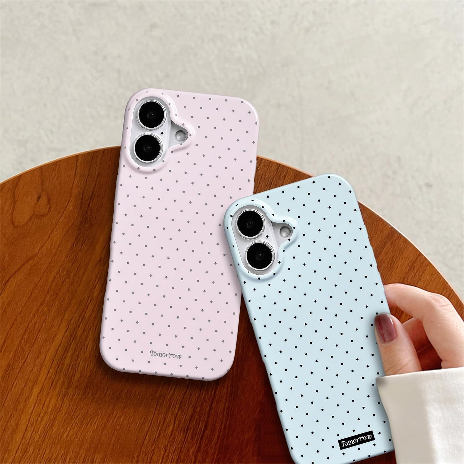 Sloveic for iPhone 16 Case with Cute Fashion Polka Dot Aesthetics Design Simple Case for Soft TPU Slim Protection Cover for Women Girls-White
