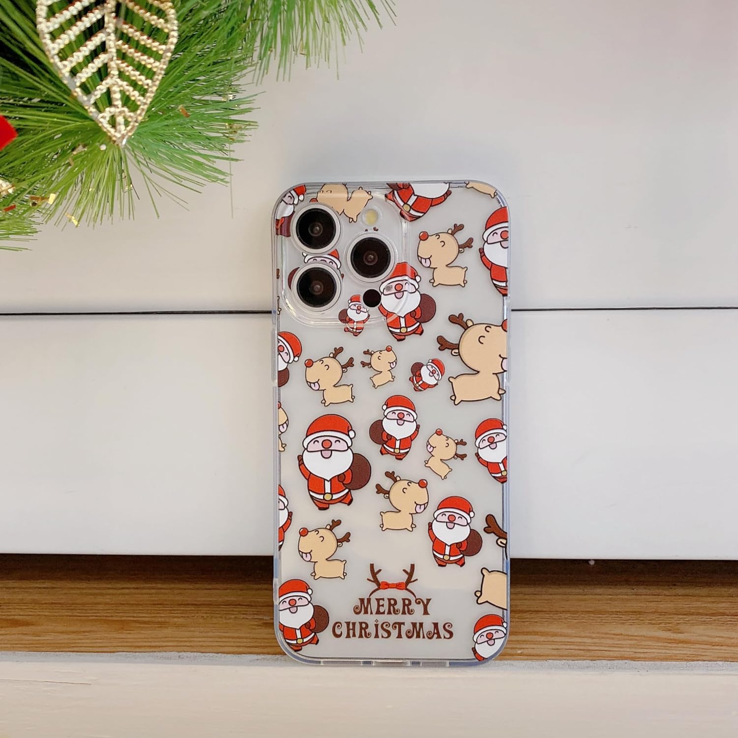 Christmas Phone Case for iPhone 11-17 Cute Merry Christmas Pattern Case Compatible with Magsafe Red Xmas Santa Tree Candy Pattern Cover for Women and Girls - Gingerbread