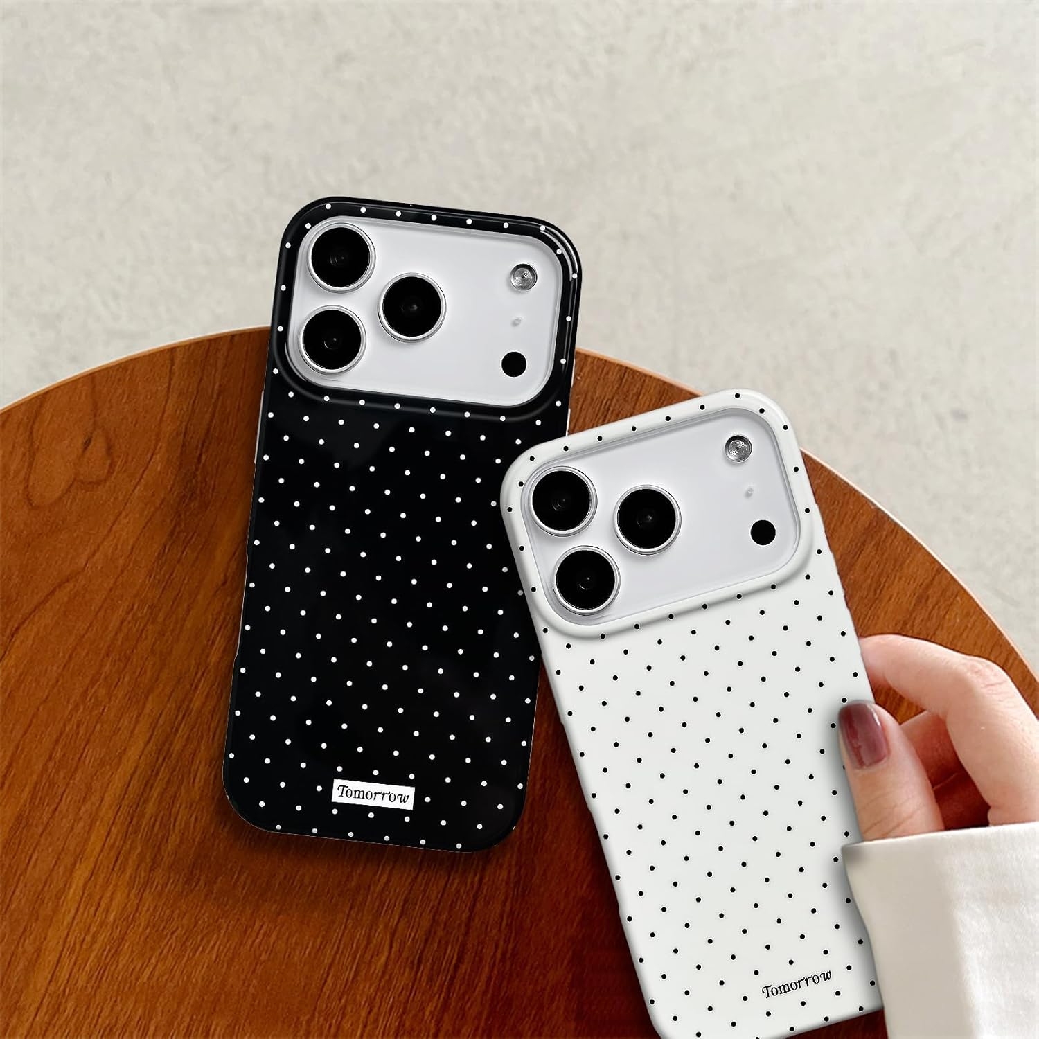 Sloveic for iPhone 16 Case with Cute Fashion Polka Dot Aesthetics Design Simple Case for Soft TPU Slim Protection Cover for Women Girls-White