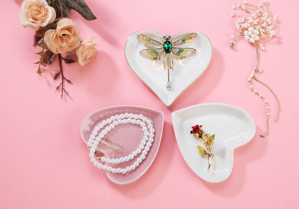 Lotus Leaf Shape Decorative Ring Tray, Small Key Bowl, Ceramic Trinket Tray Jewelry Dish Organizing Necklace Earrings, Home Decoration for Mom Best Friend Sister, Pink.