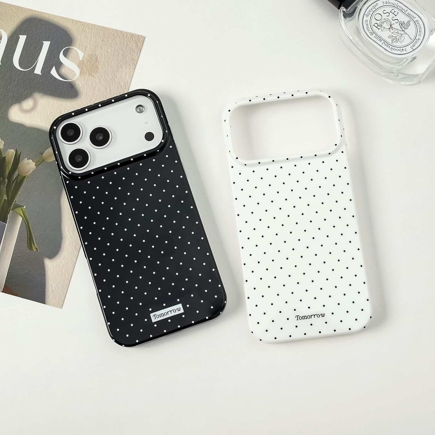 Sloveic for iPhone 16 Case with Cute Fashion Polka Dot Aesthetics Design Simple Case for Soft TPU Slim Protection Cover for Women Girls-White