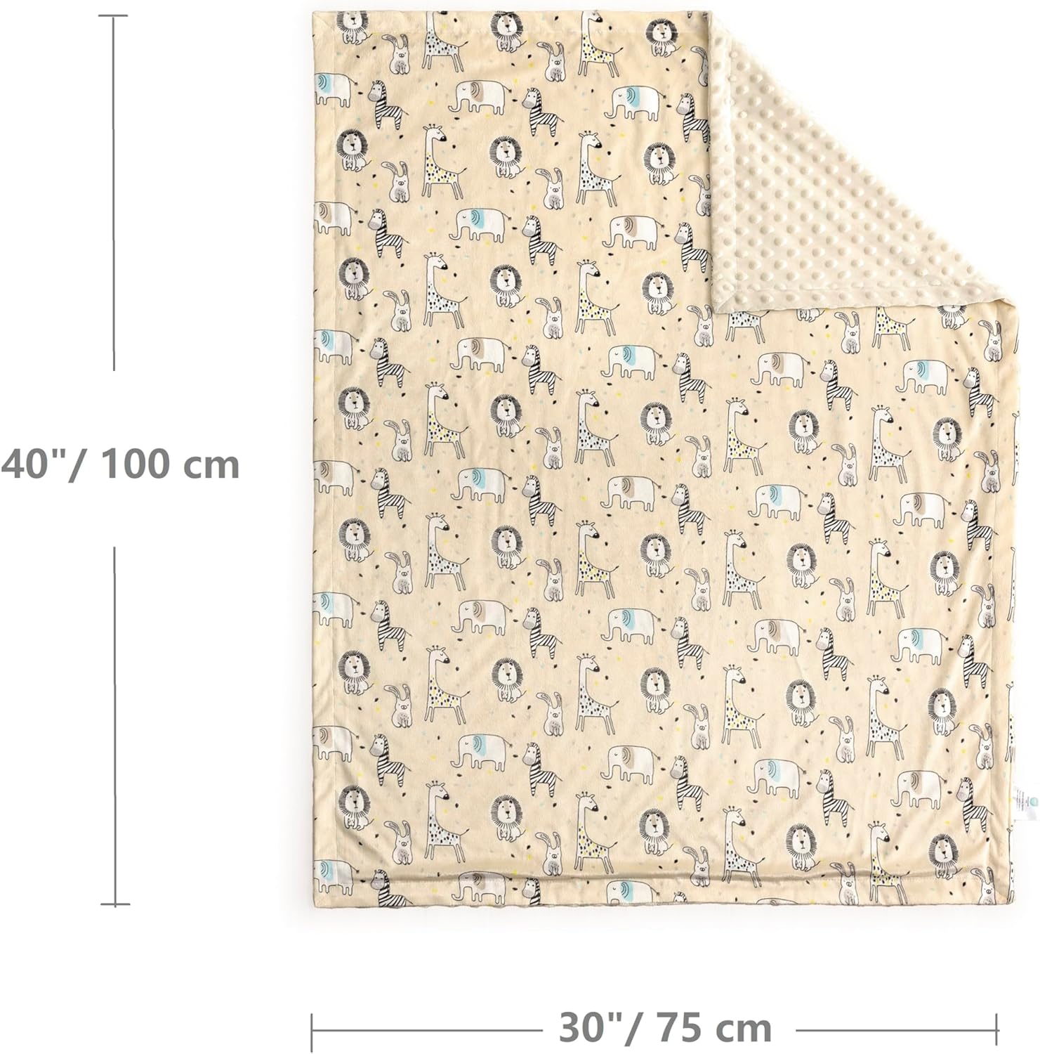 CREVENT Minky Baby Blanket for Girls Boys, Soft Plush Receiving Blanket for Newborns - 76x102cm (Animal)