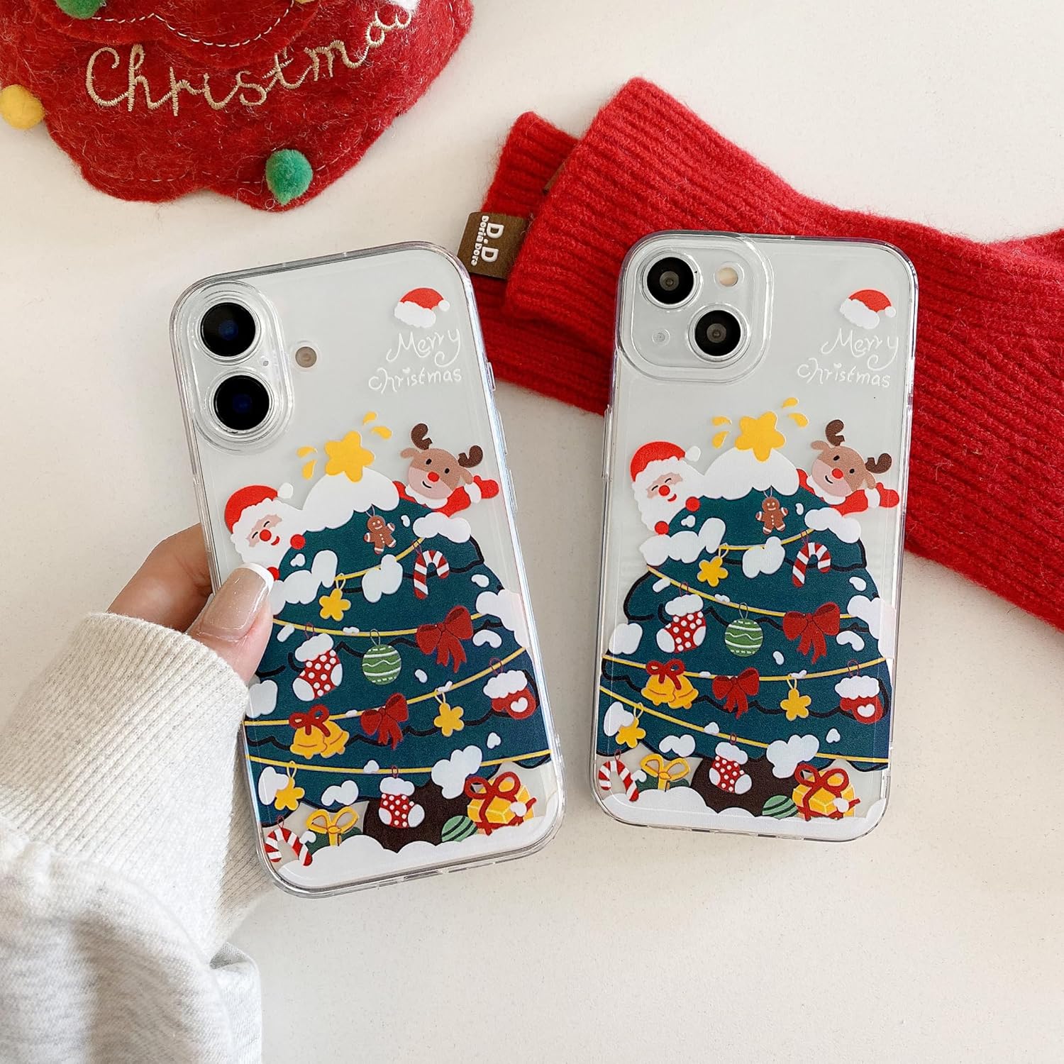 Christmas Phone Case for iPhone 11-17 Cute Merry Christmas Pattern Case Compatible with Magsafe Red Xmas Santa Tree Candy Pattern Cover for Women and Girls - Gingerbread
