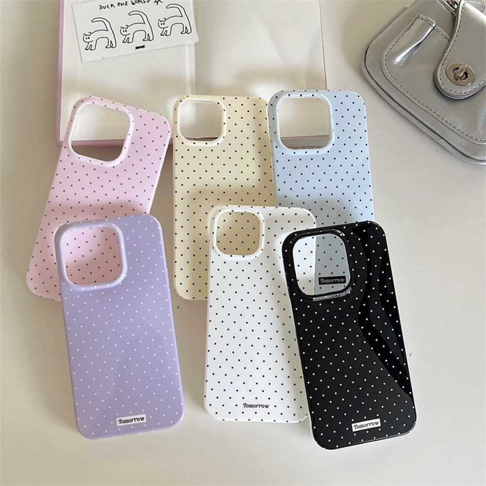 Sloveic for iPhone 16 Case with Cute Fashion Polka Dot Aesthetics Design Simple Case for Soft TPU Slim Protection Cover for Women Girls-White