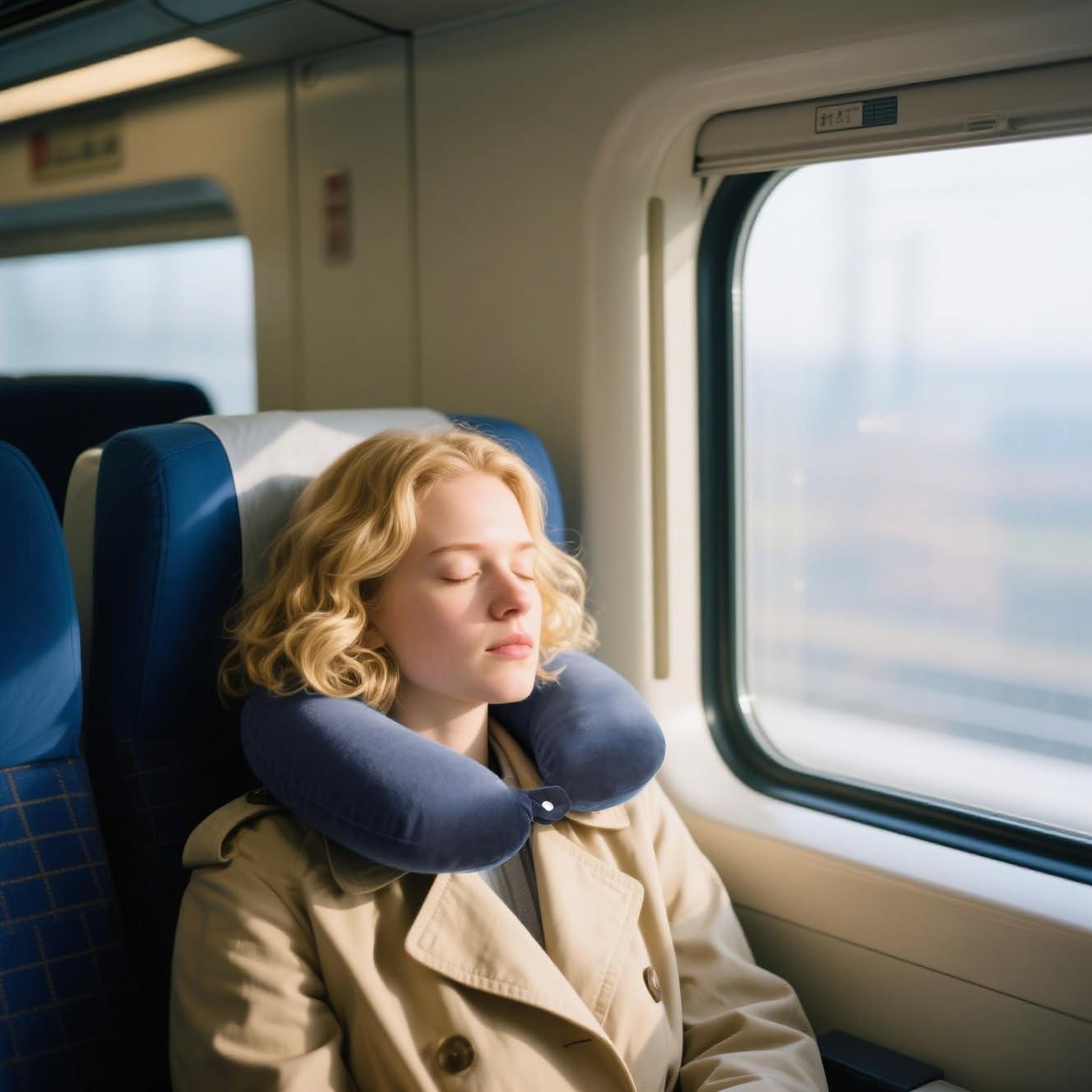 Guoxintech Travel Pillow Pure Memory Foam U Shaped Neck Pillow,Super Lightweight Portable Headrest Great for Airplane Chair, Train or Car Journeys Travel Pillow(Dark Blue)