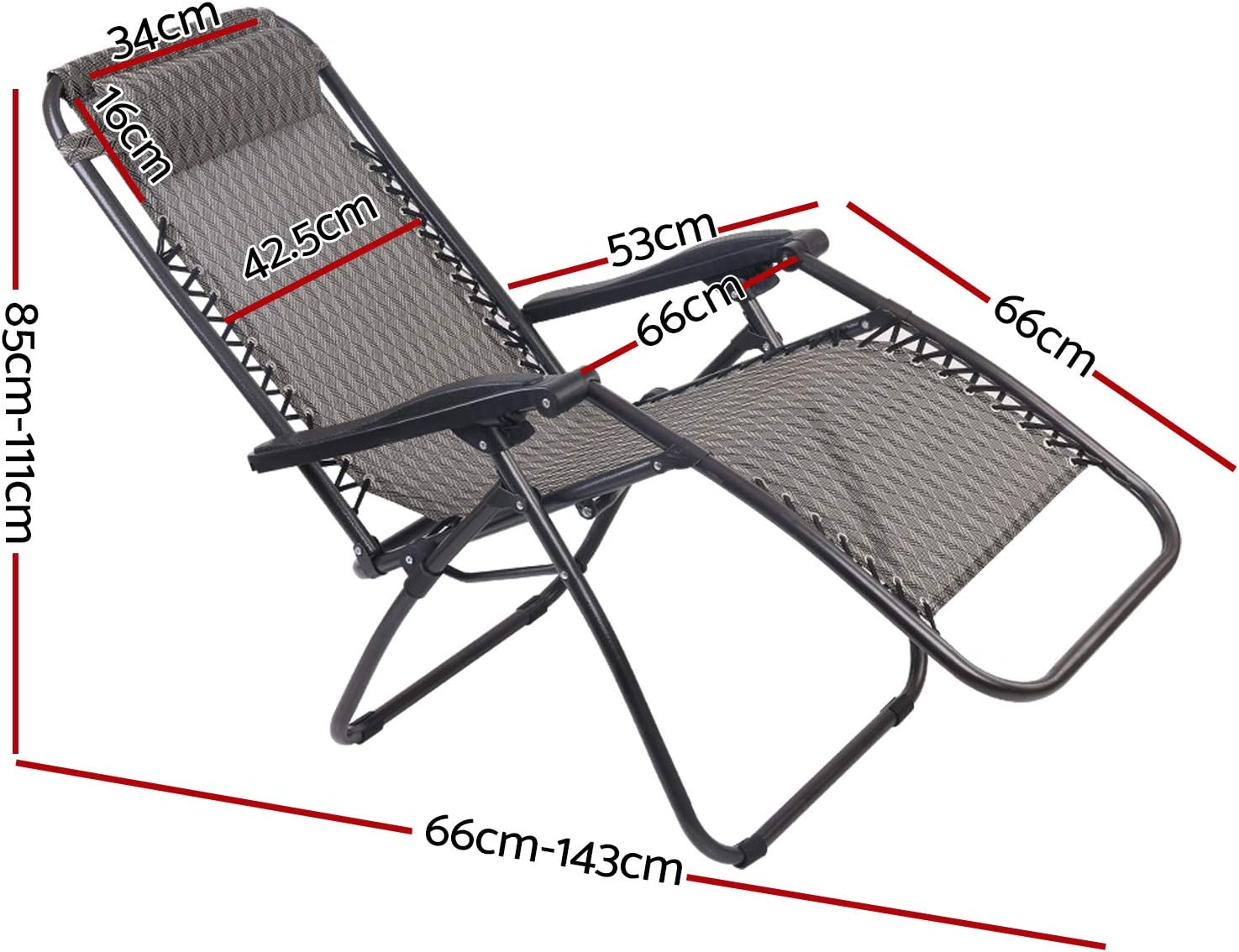 Gardeon Zero Gravity Portable Reclining Lounge Folding Outdoor Camping Beach Chair Black