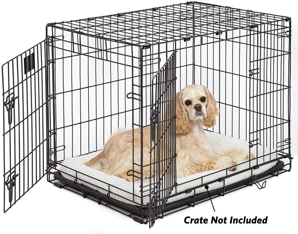 18L-Inch White Fleece Dog or Cat Bed with Comfortable Bolster, Ideal for Toy Dog Breeds & Fits an 18-Inch Crate, Easy Maintenance Machine Wash & Dry