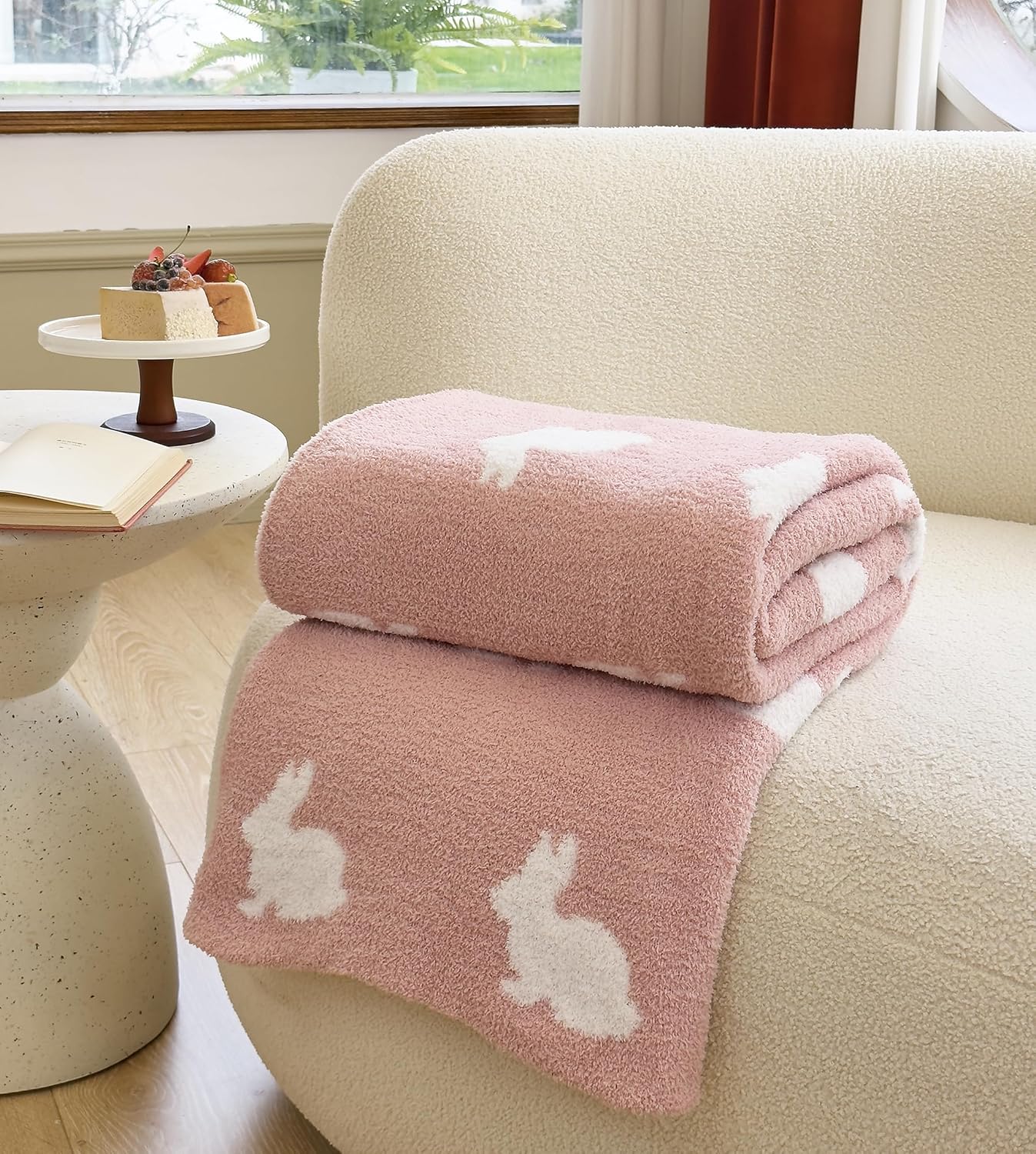 REPRECONF ZASTION Plaid Throw Blanket Ultra Soft Cozy Microfiber Knitted Lightweight Fleece Blanket for Couch Bed Travel Cream 130cm x 150cm