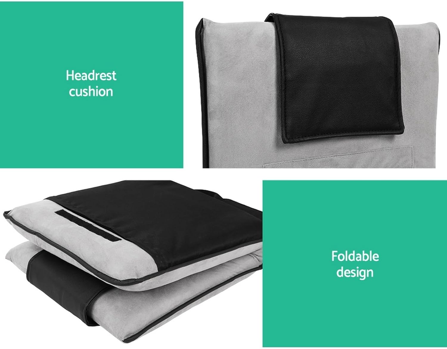 Artiss 2X Floor Chair, Adjustable Futon Lounge Sofa Bed Cushions Recliner Folding Stadium Chairs Cushion Couch Bed Outdoor Bedroom Living Room Furniture, Soft Backrest Easy Carry Space Saving Grey