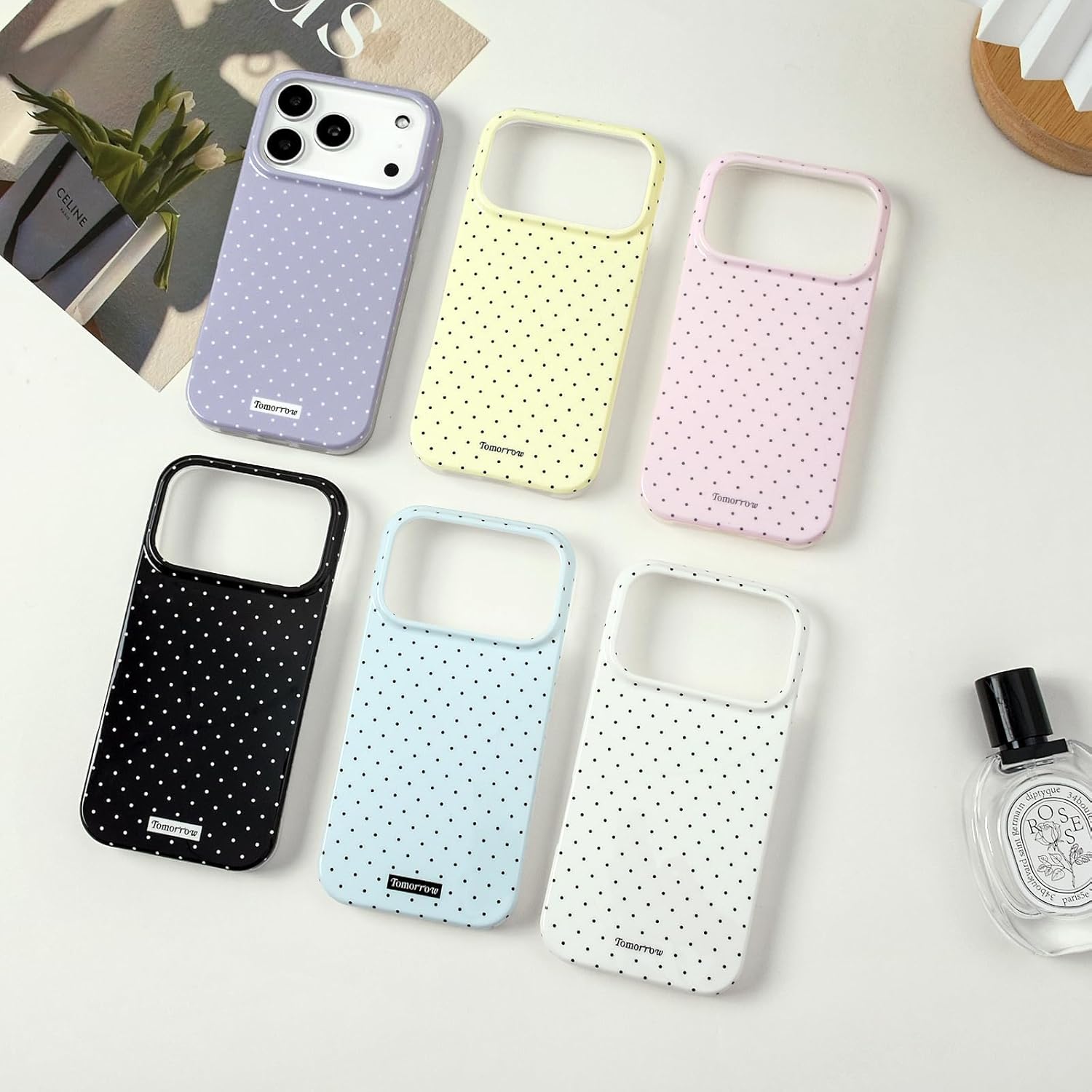 Sloveic for iPhone 16 Case with Cute Fashion Polka Dot Aesthetics Design Simple Case for Soft TPU Slim Protection Cover for Women Girls-White