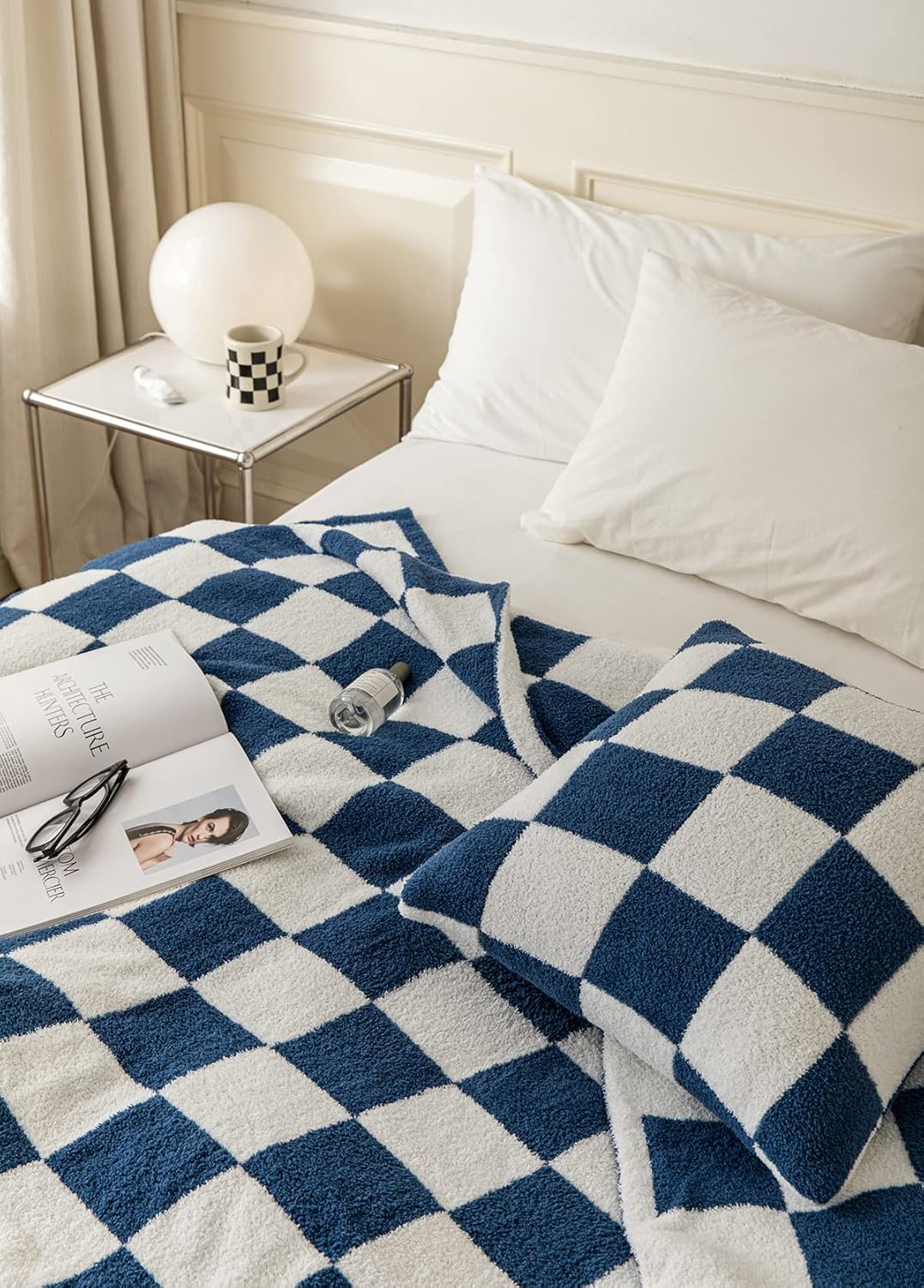 REPRECONF ZASTION Plaid Throw Blanket Ultra Soft Cozy Microfiber Knitted Lightweight Fleece Blanket for Couch Bed Travel Cream 130cm x 150cm