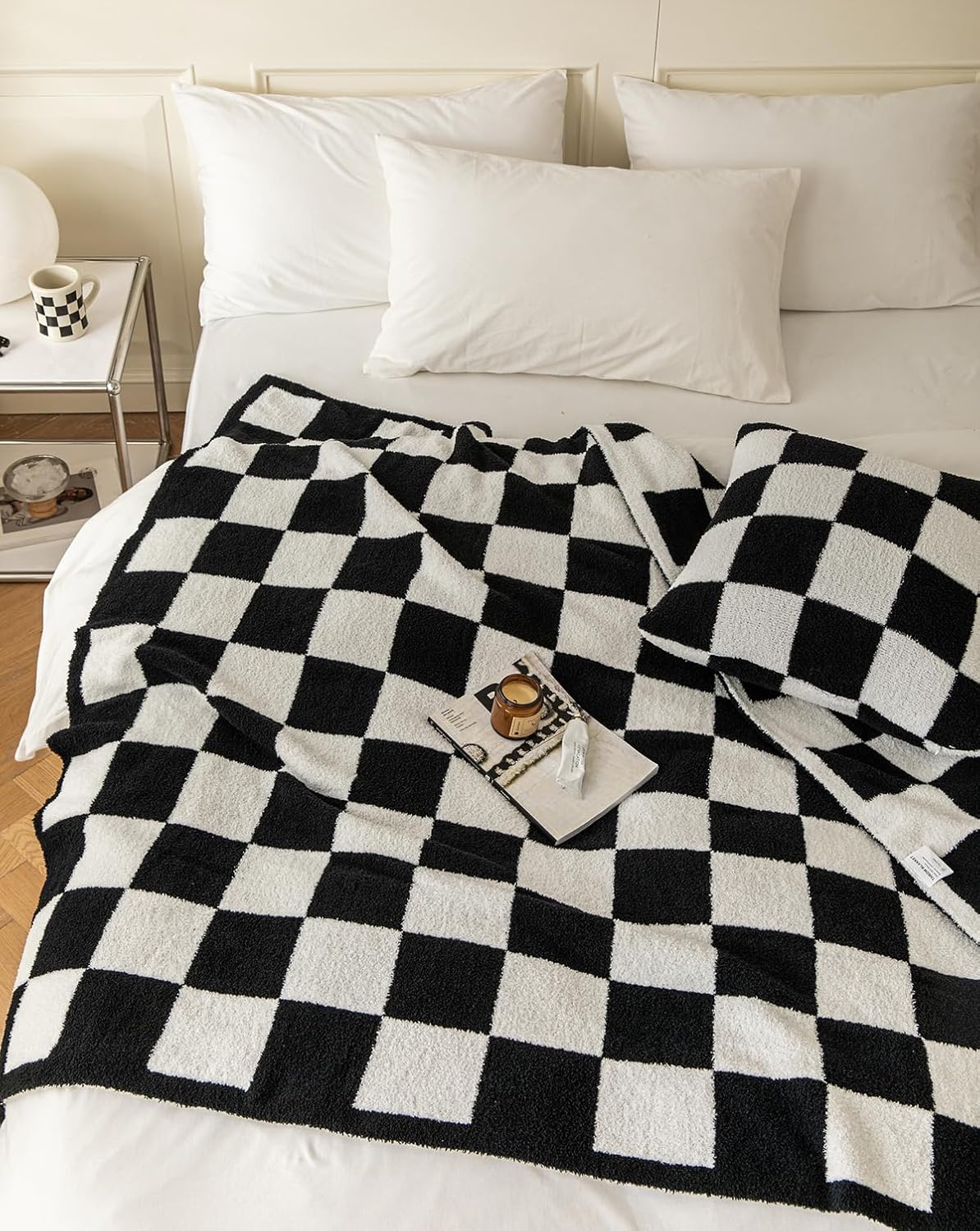 REPRECONF ZASTION Plaid Throw Blanket Ultra Soft Cozy Microfiber Knitted Lightweight Fleece Blanket for Couch Bed Travel Cream 130cm x 150cm