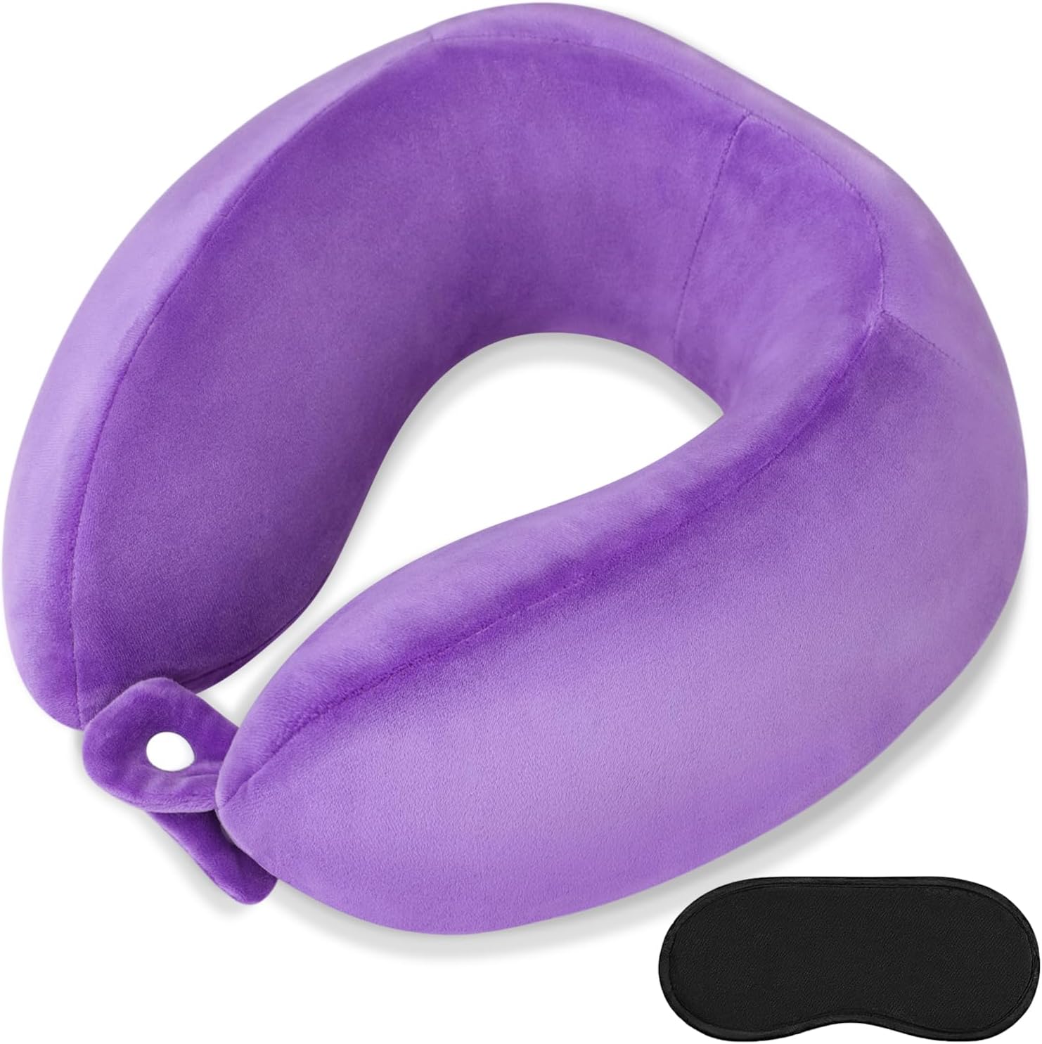 Travel Neck Pillows Adjustable U-Shaped Memory Foam Airplane Pillows Support Headrest and Neck Removable Breathable Neck Pillow for Car Office Home Camping Use Purple Color