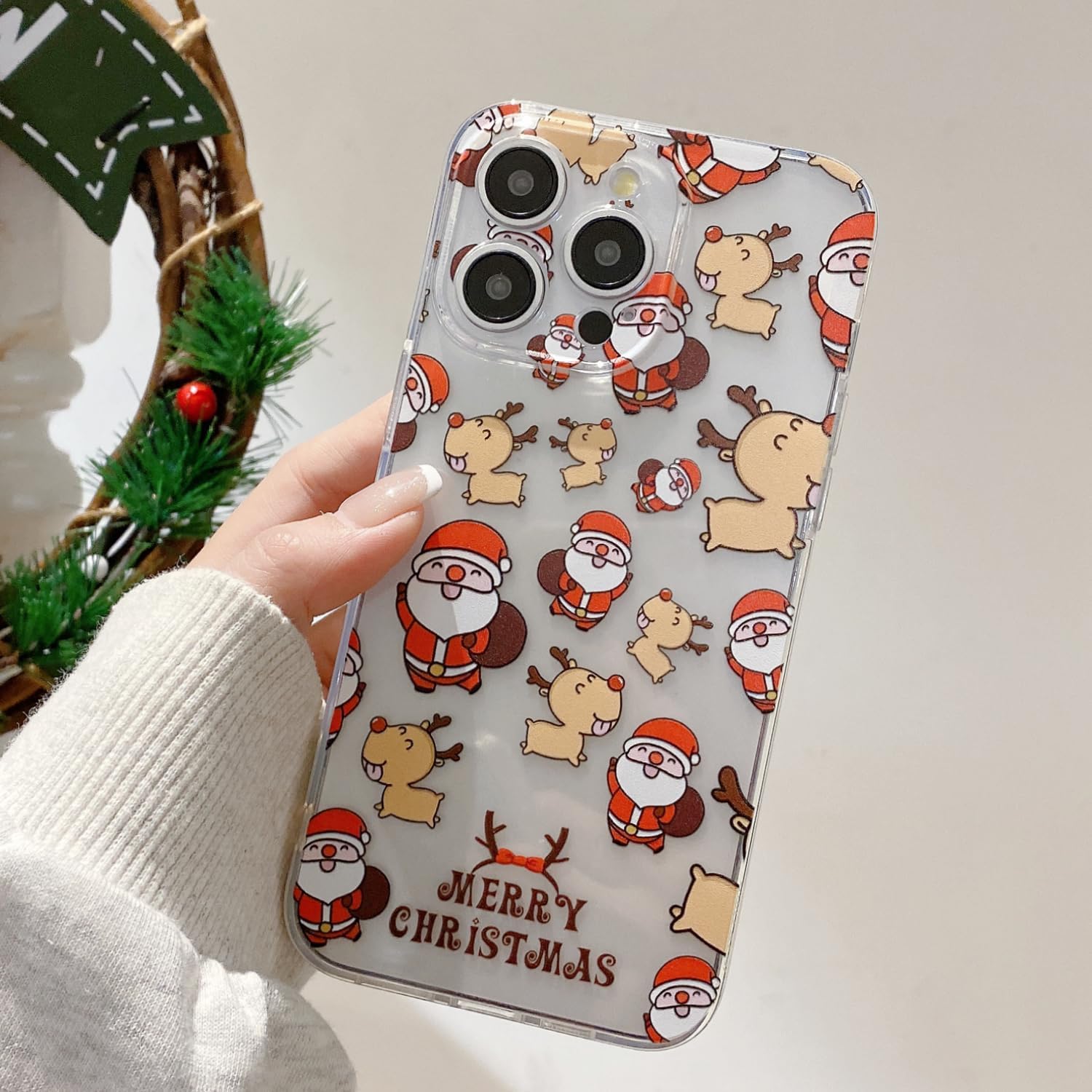 Christmas Phone Case for iPhone 11-17 Cute Merry Christmas Pattern Case Compatible with Magsafe Red Xmas Santa Tree Candy Pattern Cover for Women and Girls - Gingerbread