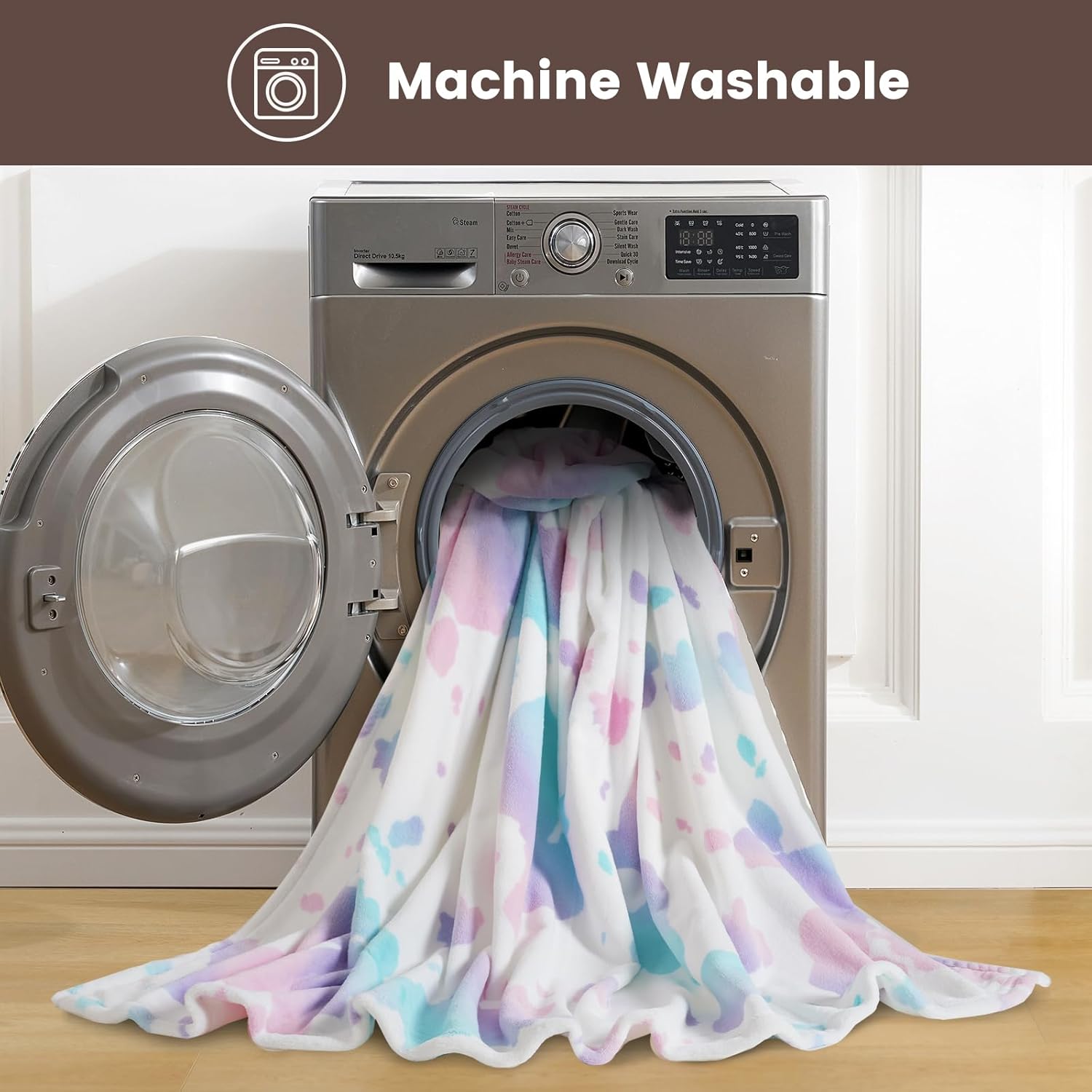 Cozy Bliss Cow Print Fuzzy Throw Blanket for Couch - Thick Soft Warm Non Shedding Fleece Blankets for Western Décor Room, for Kids, Women Men Girls, Teal Blue 50*60