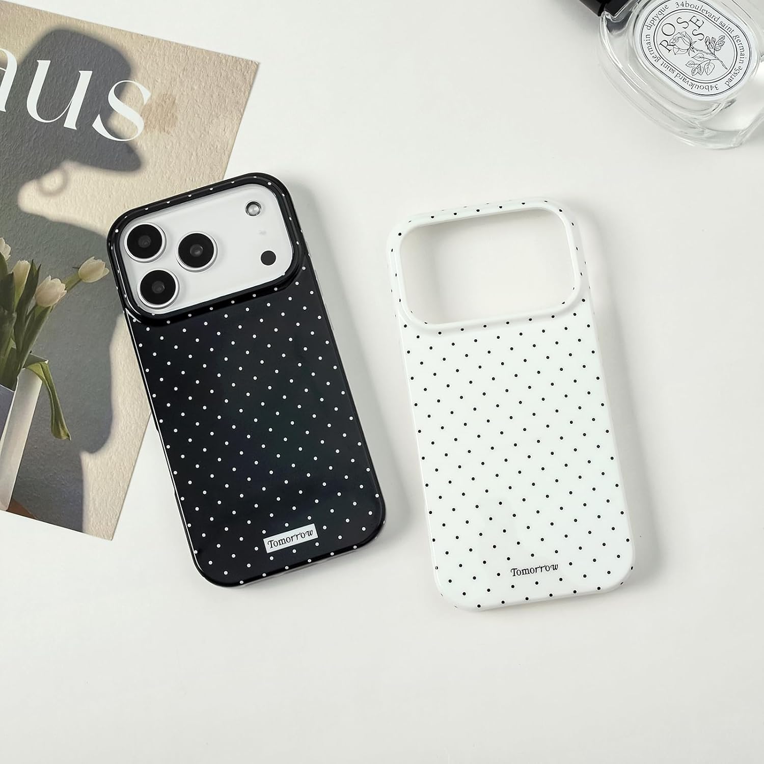 Sloveic for iPhone 16 Case with Cute Fashion Polka Dot Aesthetics Design Simple Case for Soft TPU Slim Protection Cover for Women Girls-White