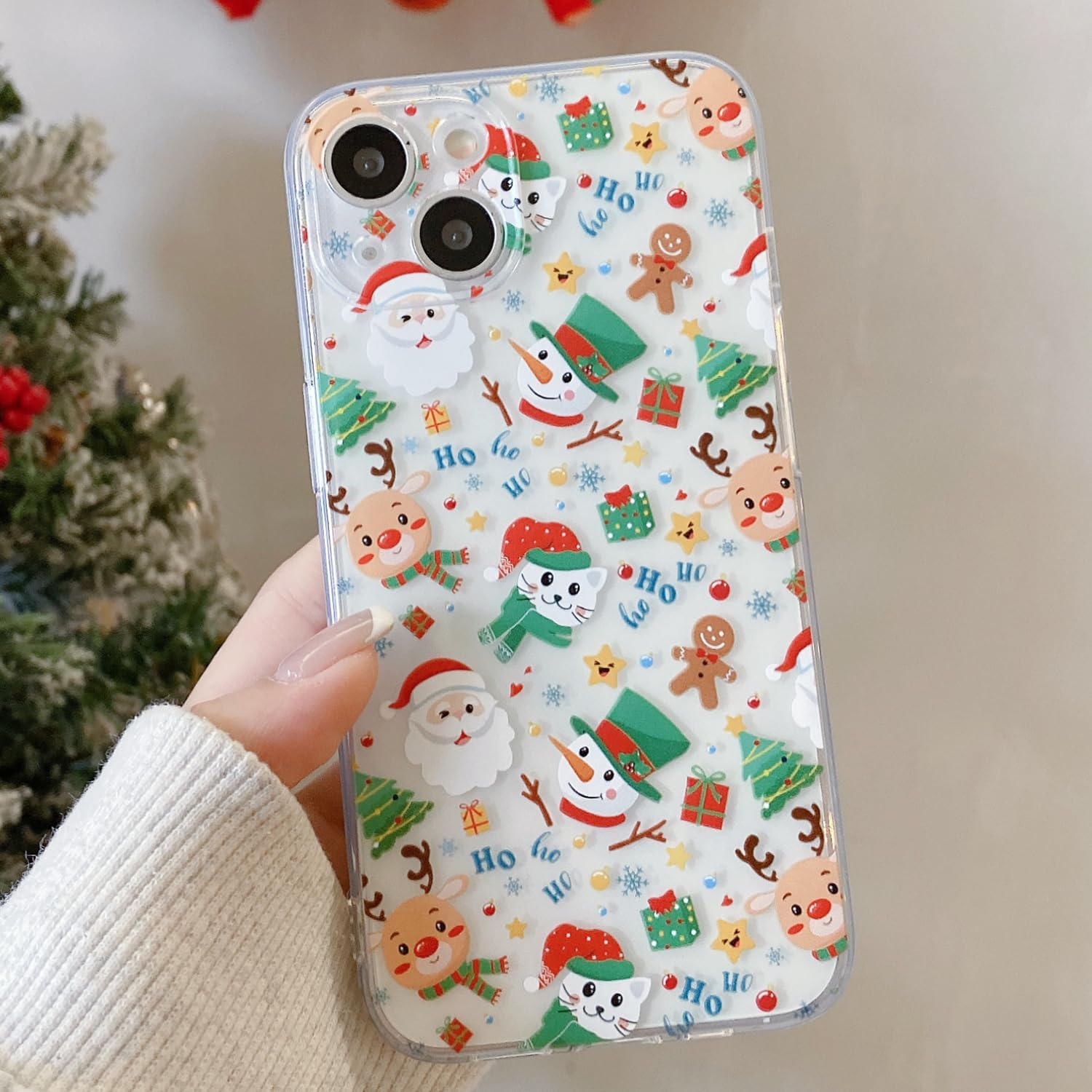 Christmas Phone Case for iPhone 11-17 Cute Merry Christmas Pattern Case Compatible with Magsafe Red Xmas Santa Tree Candy Pattern Cover for Women and Girls - Gingerbread