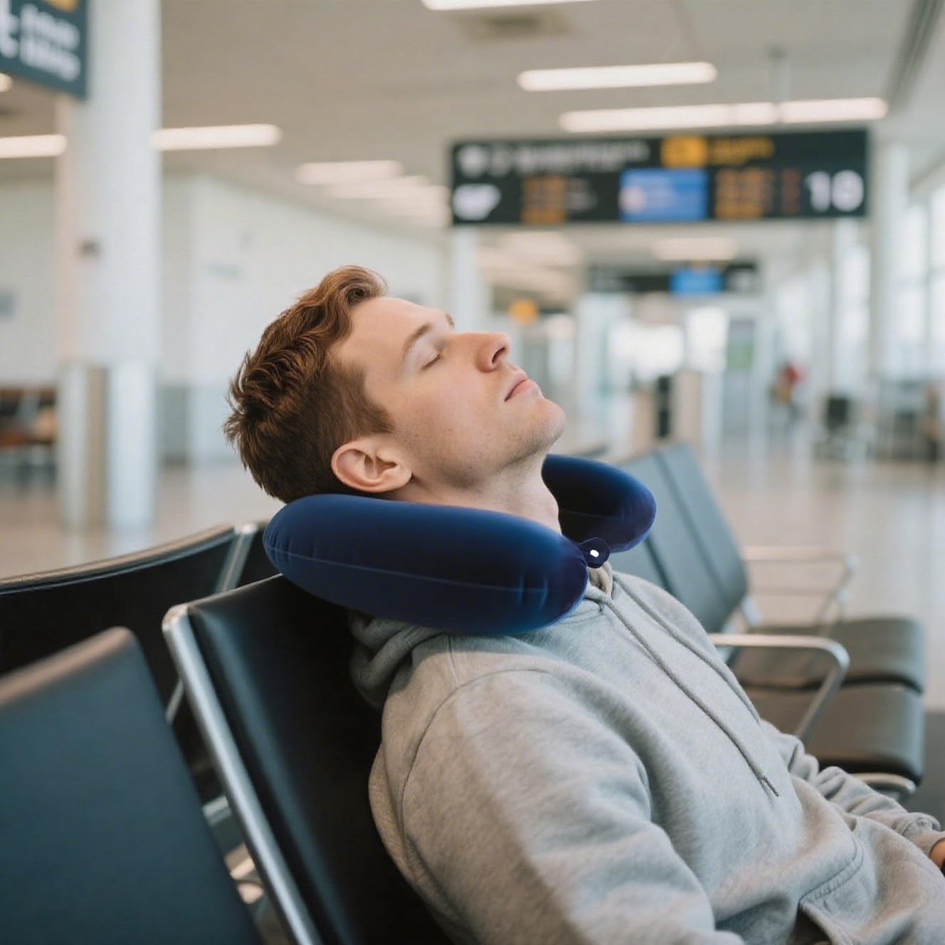 Guoxintech Travel Pillow Pure Memory Foam U Shaped Neck Pillow,Super Lightweight Portable Headrest Great for Airplane Chair, Train or Car Journeys Travel Pillow(Dark Blue)