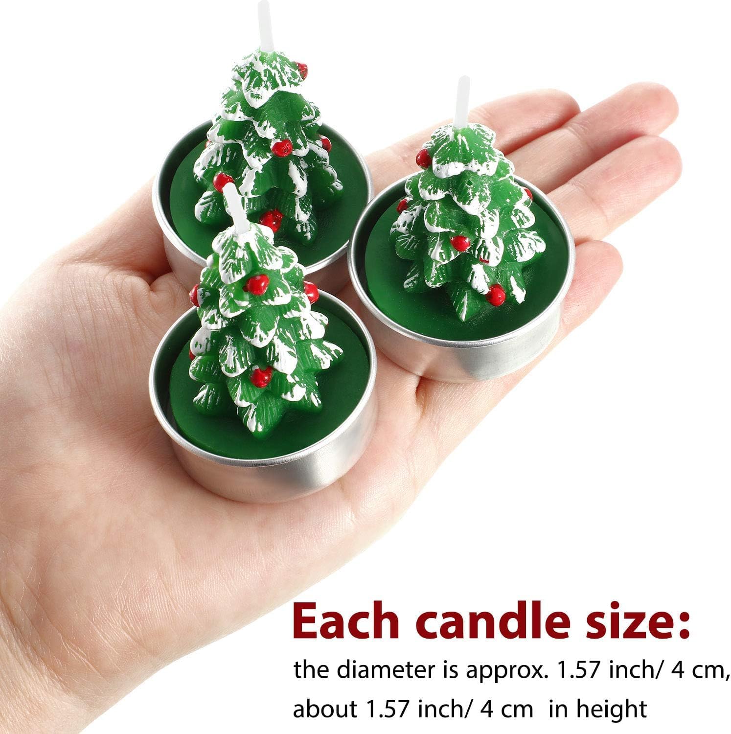 Christmas Tree Candles Gift Set, 6 Delicate Xmas Tree Tealights Candles, Home Decoration, Christmas Dinner, Party, Gift Packaged