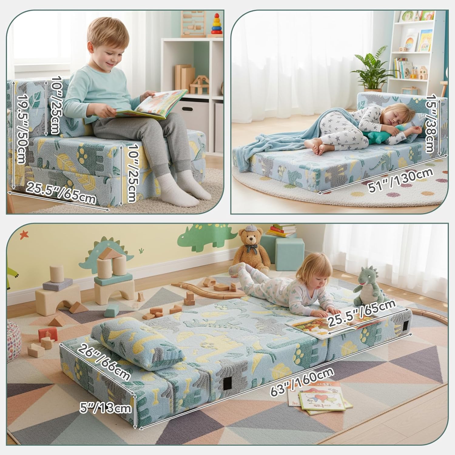 Tiita Folding Sofa Bed with Pillow 200x70x12cm Mattress&Plush Fabric Foldable Sofa Lounge Mat Pad,Floor Lounger Chair Bed for Living Room,Guest Room,Dorm,Apartment,Camping and Travel Use