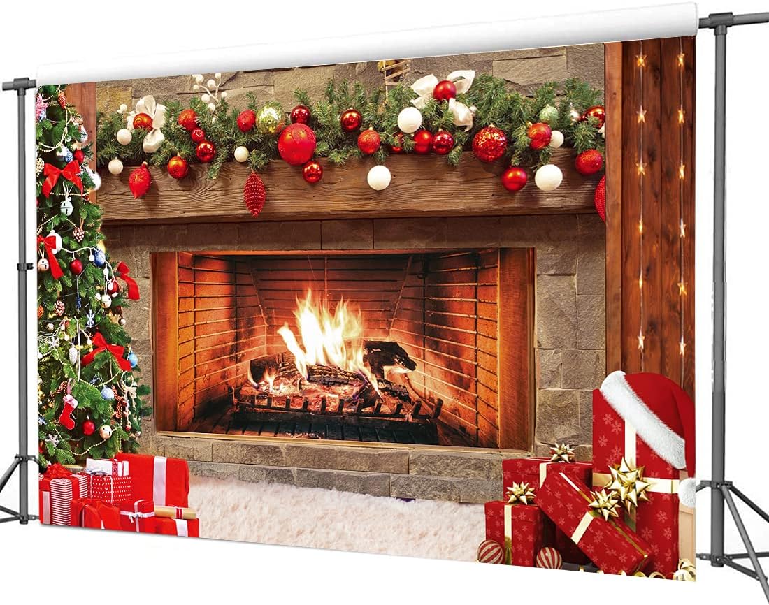 CYLYH 7x5ft Christmas Photography Backdrop Christmas Fireplace Theme Backdrop Christmas Party Decorations Birthday Party Kids Portrait Photo Studio Booth Props SDJ-502