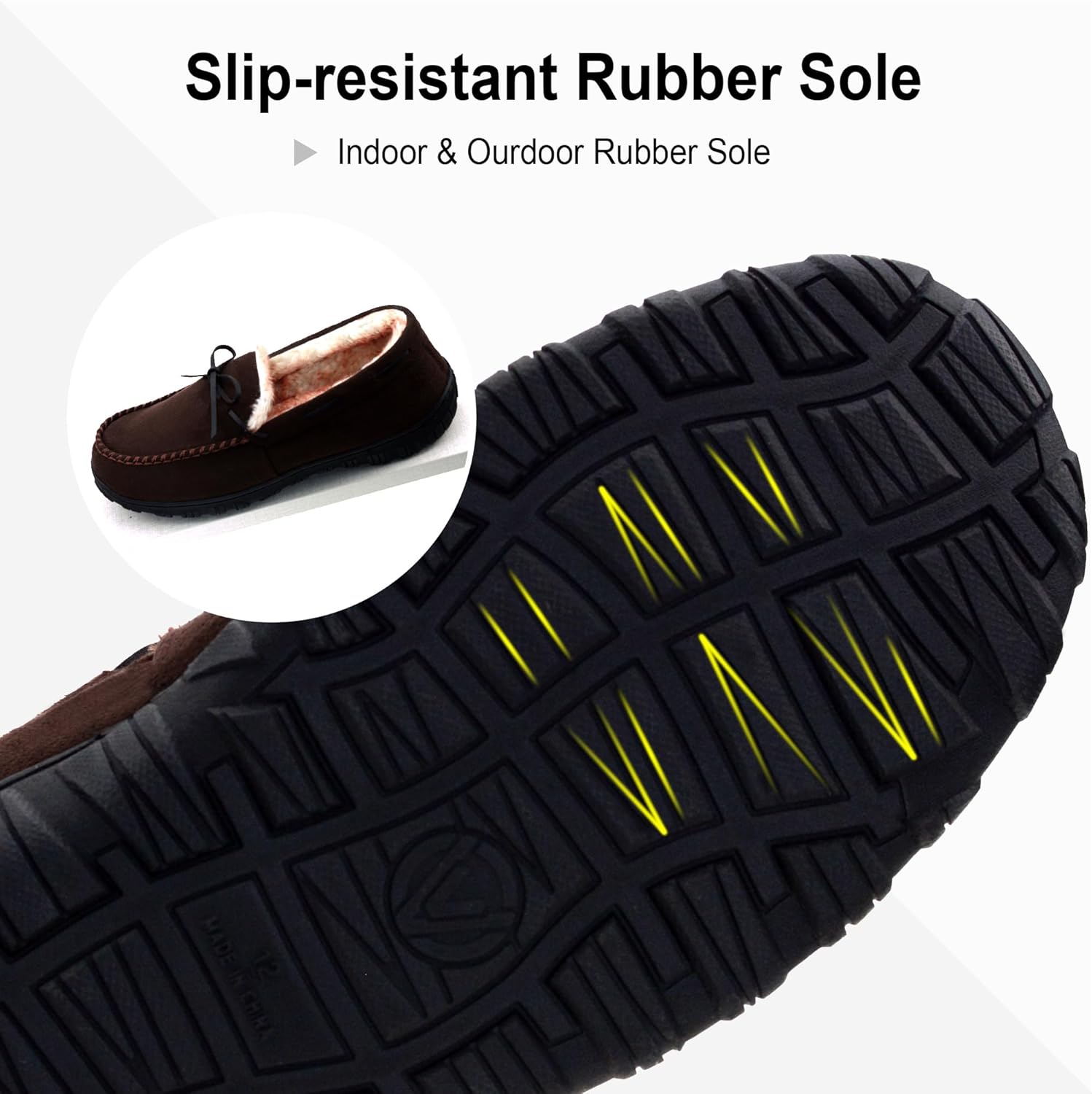 SKABIU Mens Moccasin Slippers Memory Foam Indoor & Outdoor House Slippers Cozy Bedroom Shoes