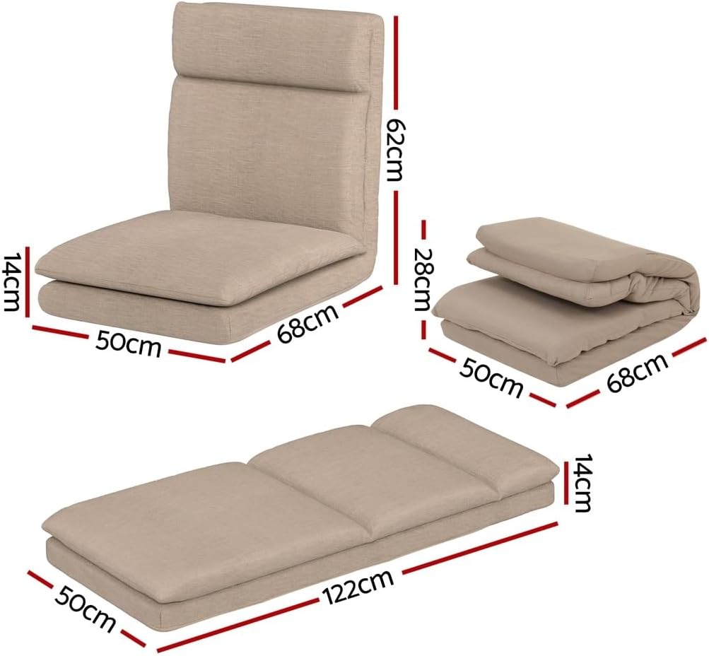 Artiss 2X Floor Chair, Adjustable Futon Lounge Sofa Bed Cushions Recliner Folding Stadium Chairs Cushion Couch Bed Outdoor Bedroom Living Room Furniture, Soft Backrest Easy Carry Space Saving Grey