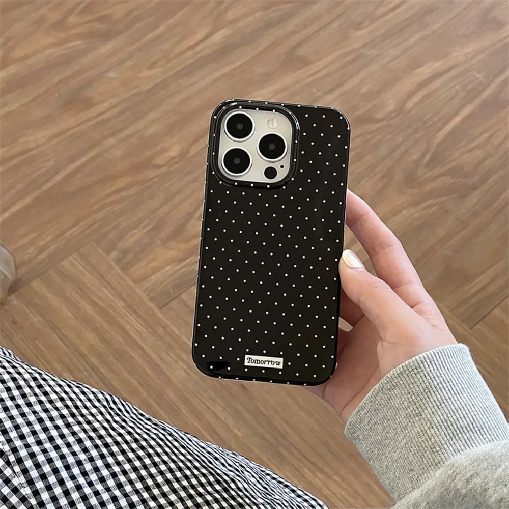 Sloveic for iPhone 16 Case with Cute Fashion Polka Dot Aesthetics Design Simple Case for Soft TPU Slim Protection Cover for Women Girls-White