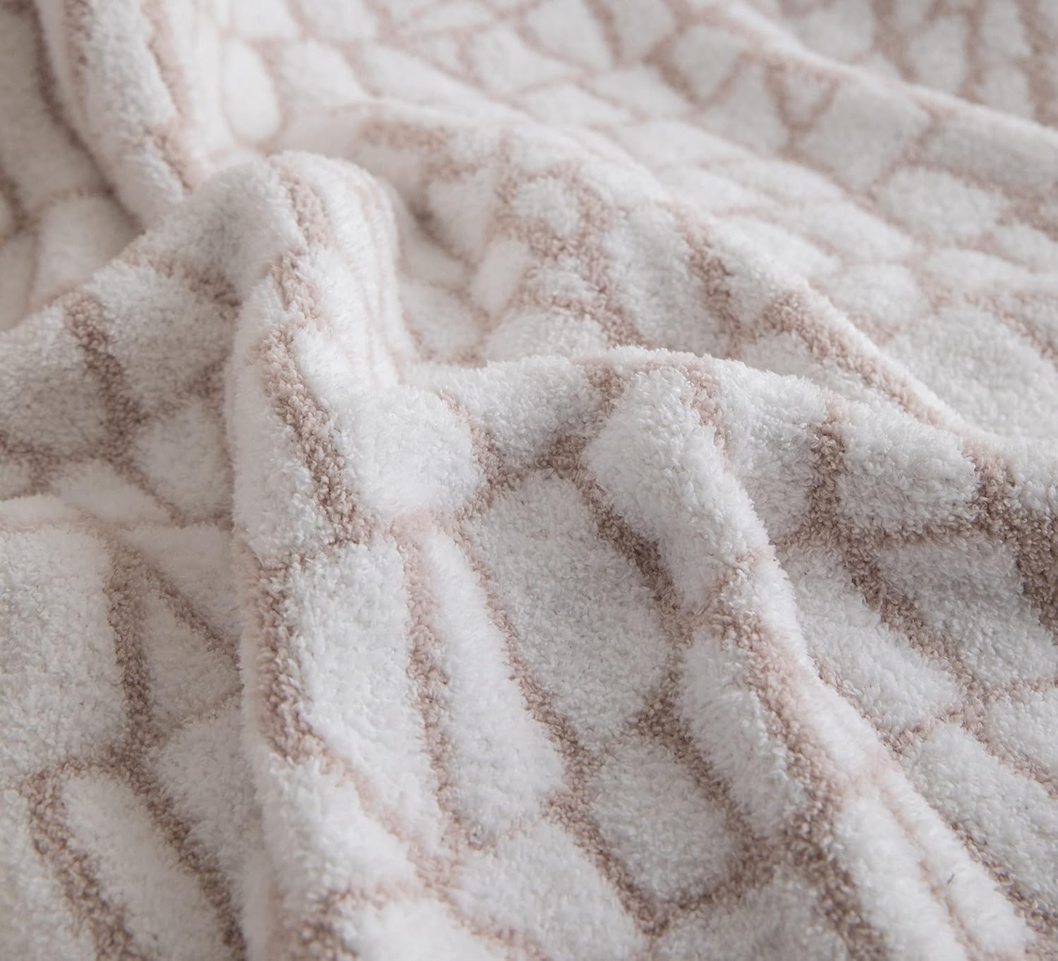 REPRECONF ZASTION Plaid Throw Blanket Ultra Soft Cozy Microfiber Knitted Lightweight Fleece Blanket for Couch Bed Travel Cream 130cm x 150cm